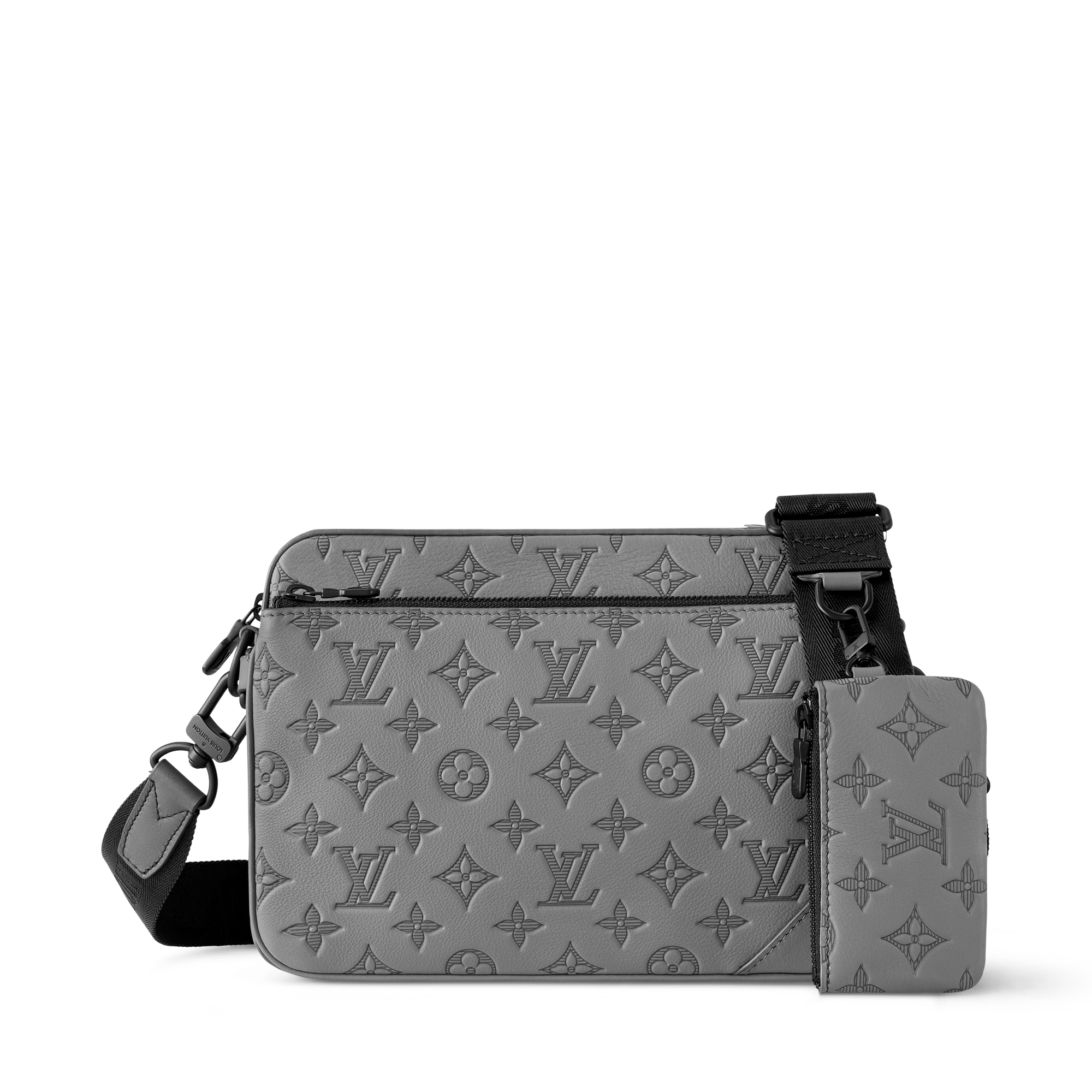 Trio messenger tas leer Louis Vuitton blauw in Leer - 42133336