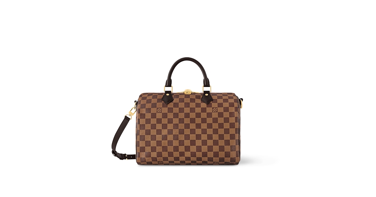 Speedy Bandoulière 30 Damier Ebene Canvas Handbags LOUIS VUITTON