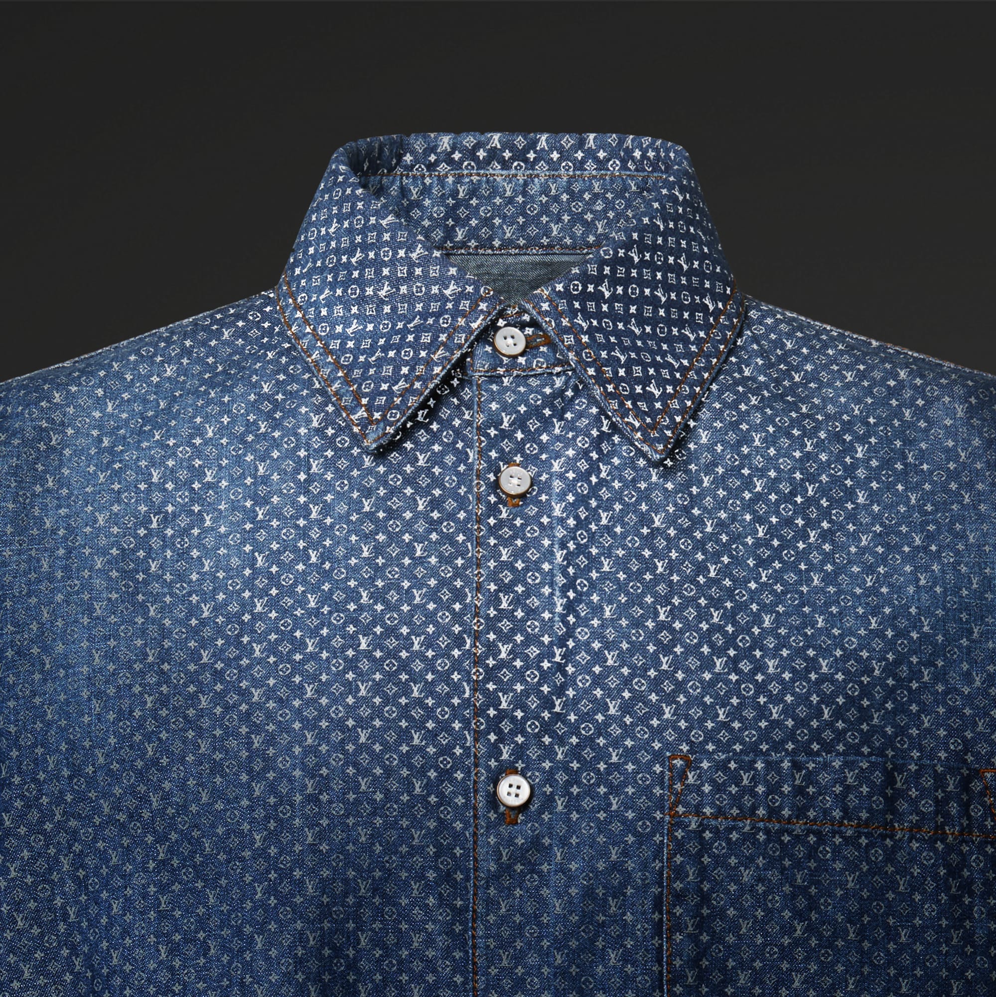 Reflective Nanogram Chambray Short-Sleeved Shirt - Ready-to-Wear