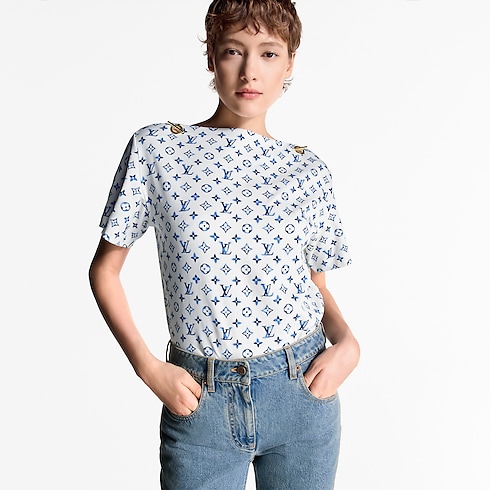 Aquarelle Monogram Eyelet T-Shirt in Women's Ready-to-Wear Tops collections by Louis Vuitton (Product zoom)