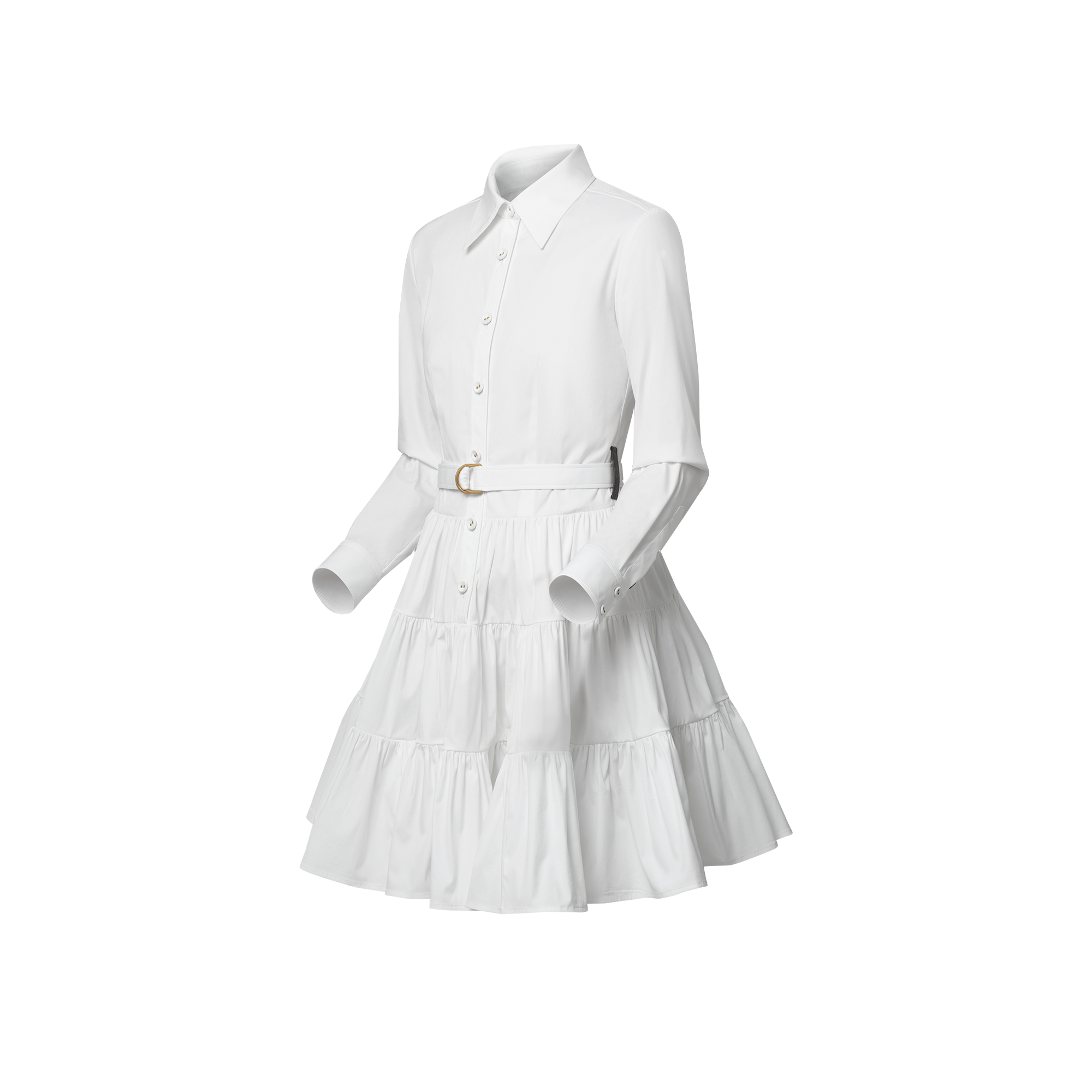 Belted Tiered Shirt Dress  in Women