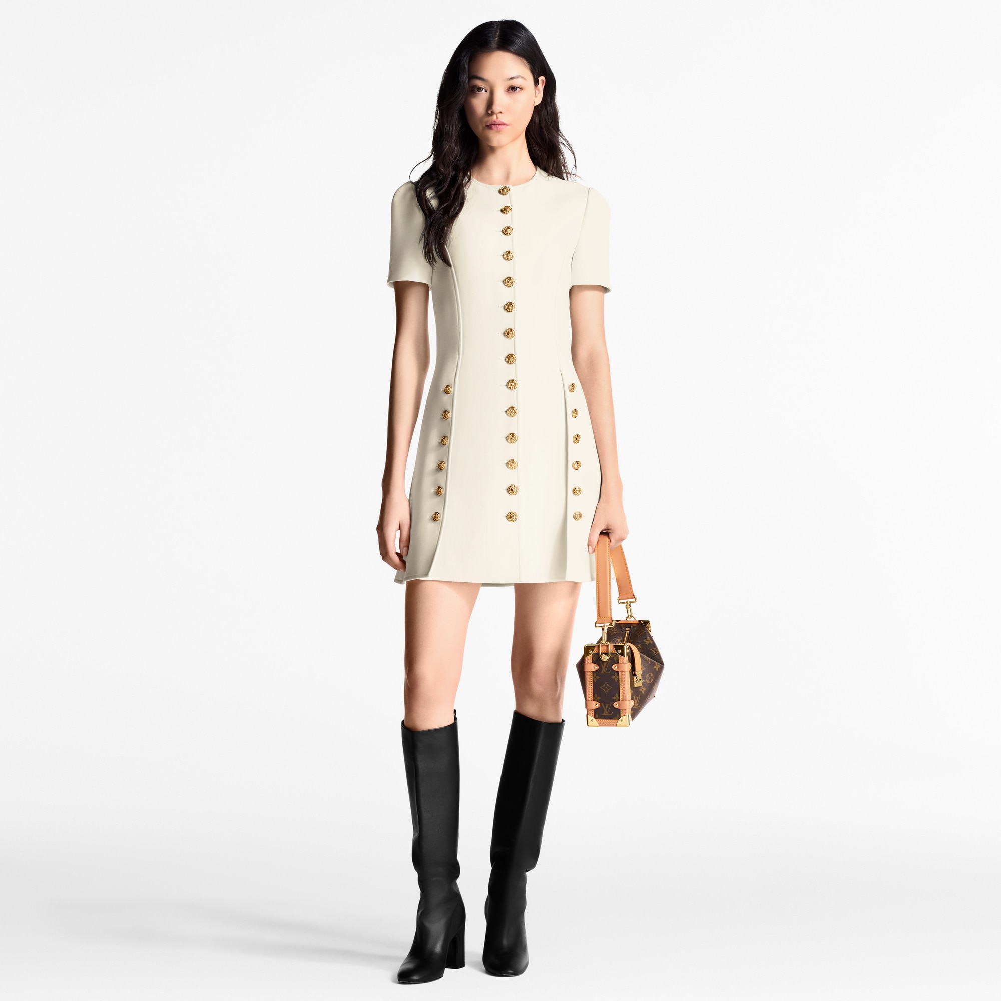 Button Trim Dress   in Women