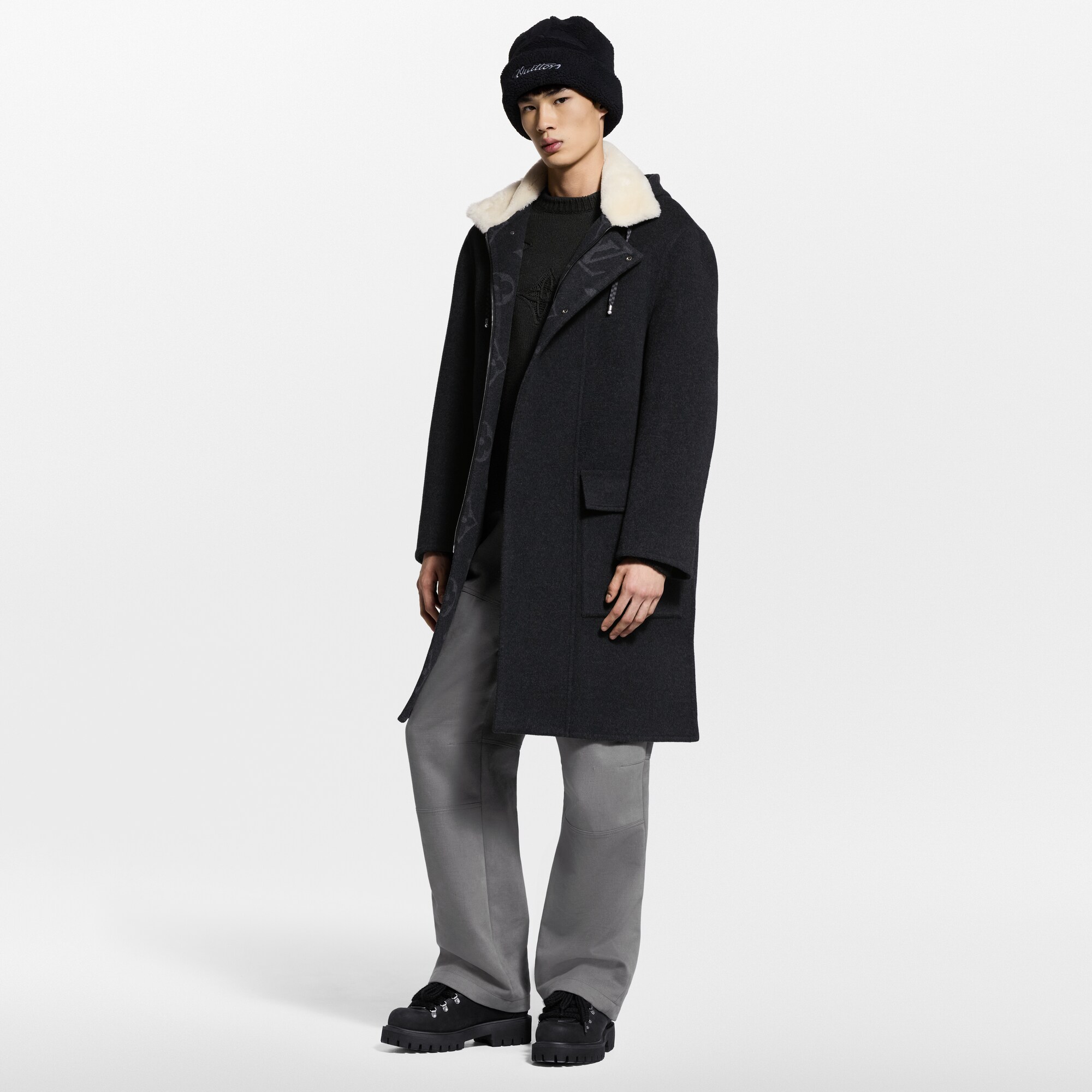 Cashmere-Silk Blend Double Face Coat  in Men