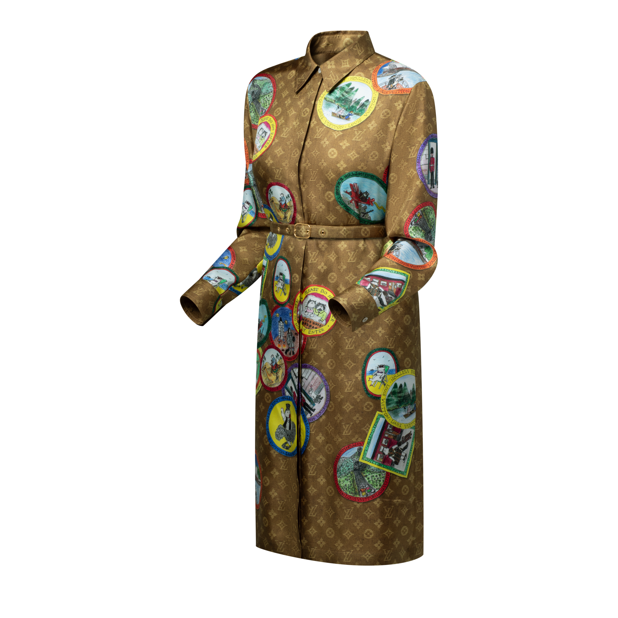 Cat Stamp Monogram Shirt Dress  in Women