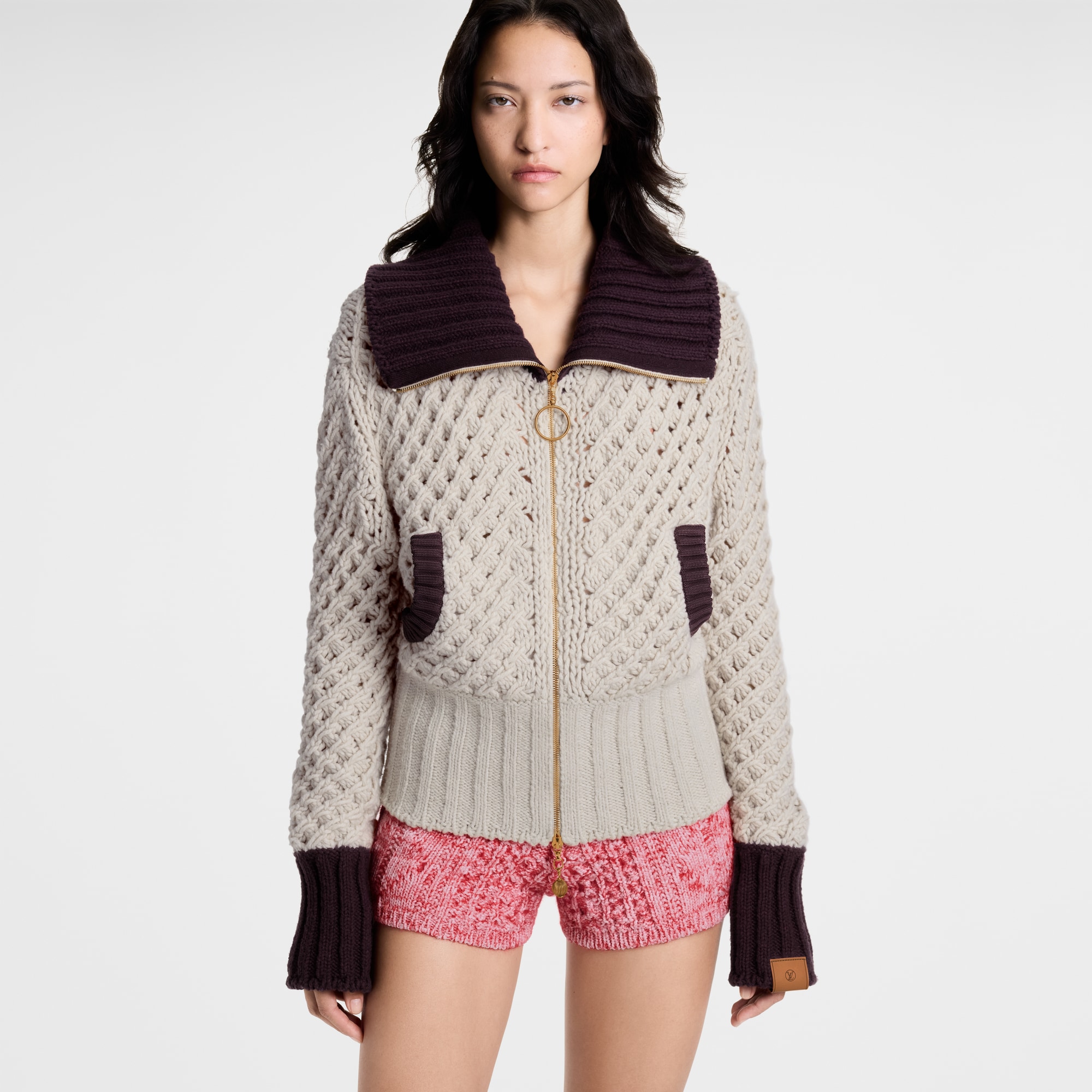 Color-Blocked Knit Jacket  in Women