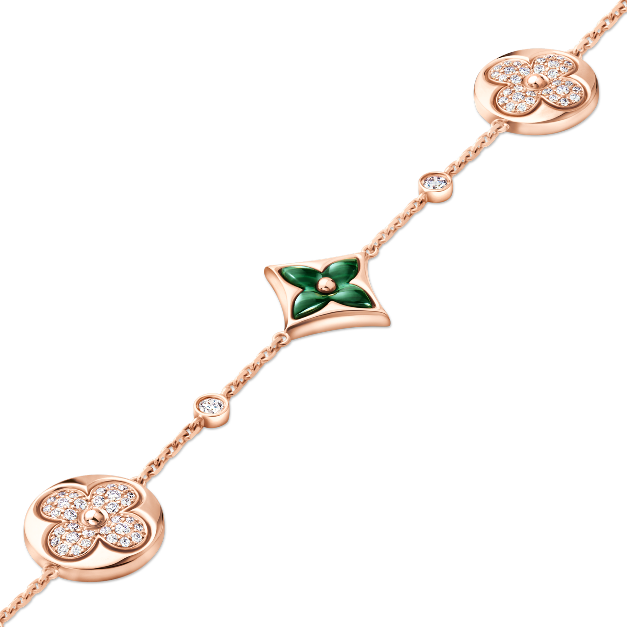 Color Blossom BB Star and Sun Multi-Motif Bracelet, Pink Gold, Malachite and Diamonds  in Jewellery