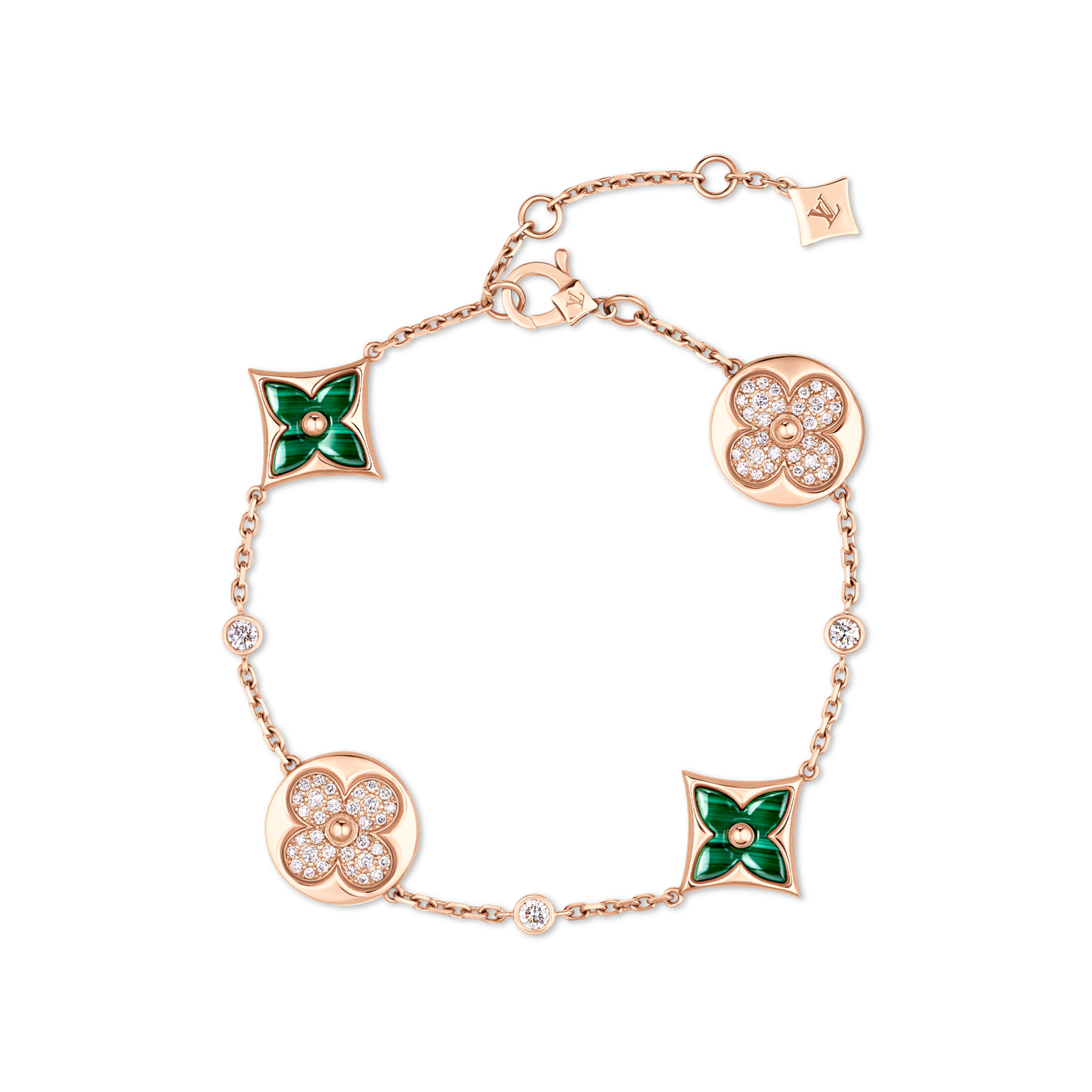 Color Blossom BB Star and Sun Multi-Motif Bracelet, Pink Gold, Malachite and Diamonds  in Jewellery