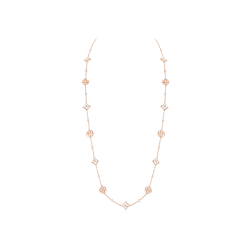 Color Blossom BB Star and Sun Multi-Motif Long Necklace, Pink Gold, White Mother-of-Pearl and Diamonds in Jewellery's Categories Necklaces and Pendants collections by Louis Vuitton (Product zoom)