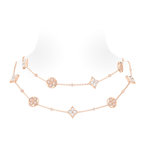 Color Blossom BB Star and Sun Multi-Motif Long Necklace, Pink Gold, White Mother-of-Pearl and Diamonds in Jewellery's Categories Necklaces and Pendants collections by Louis Vuitton (Product zoom)
