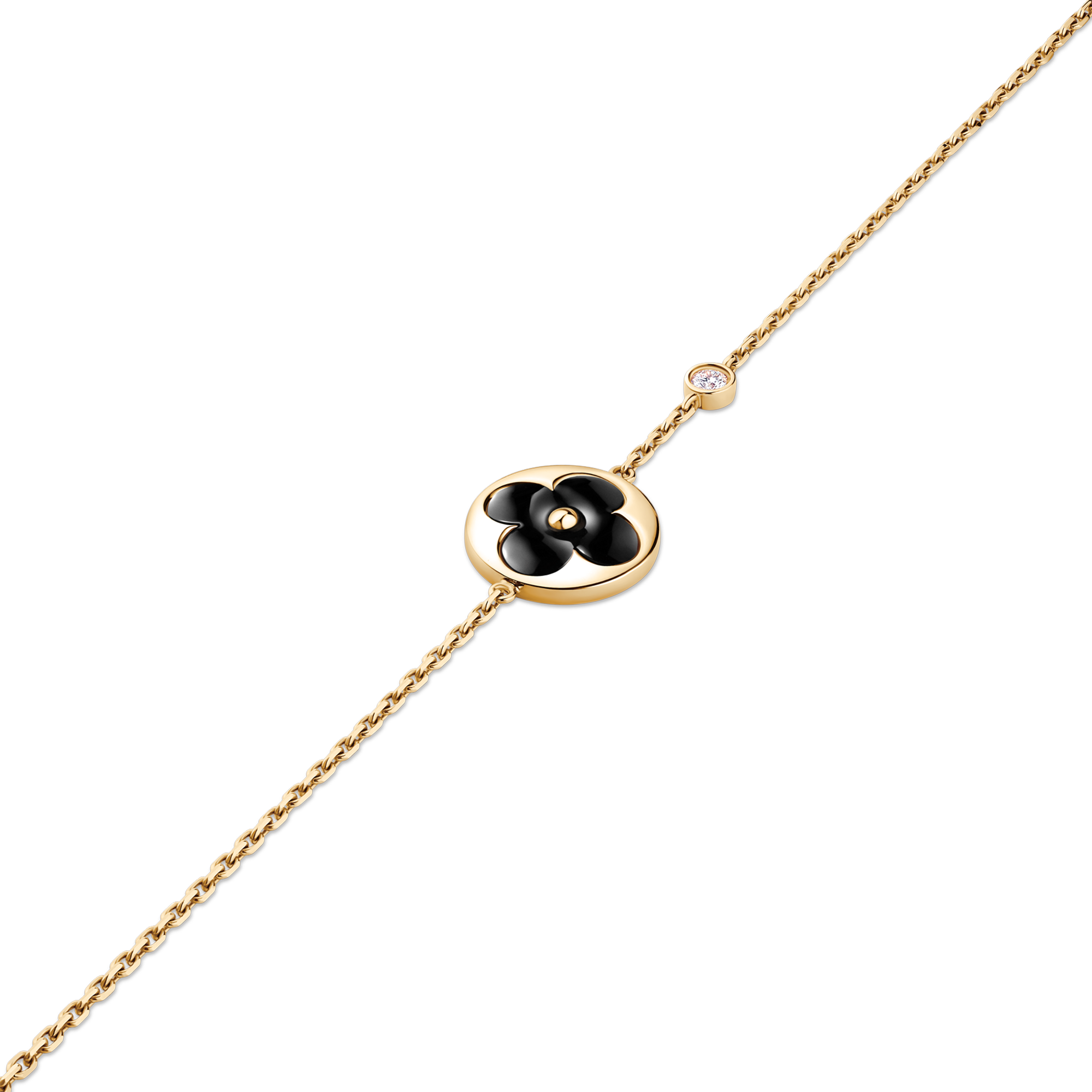 Color Blossom BB Sun Bracelet, Yellow Gold, Onyx and Diamond  in Jewellery
