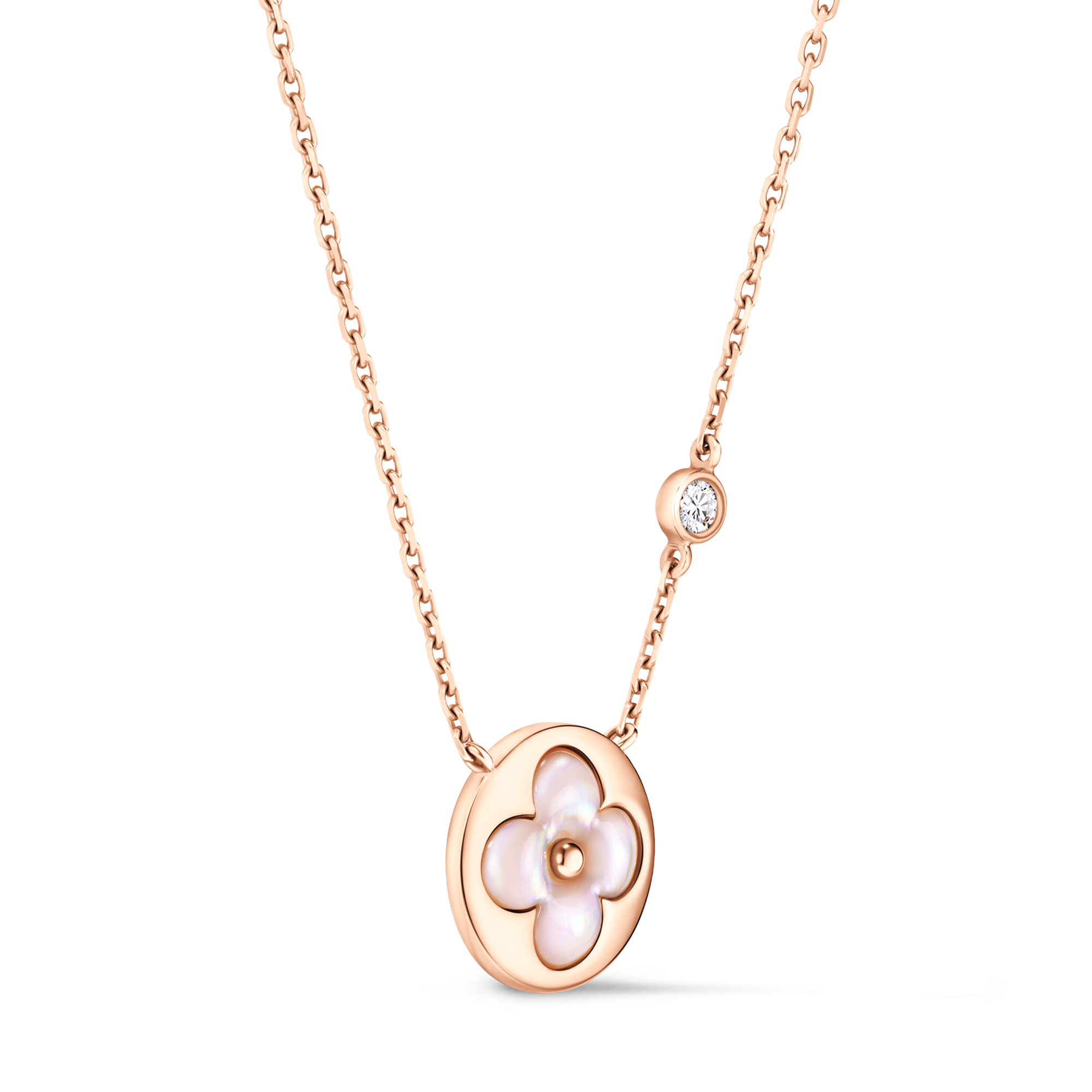 Color Blossom BB Sun Pendant, Pink Gold, Pink Mother-of-Pearl and Diamond  in Jewellery