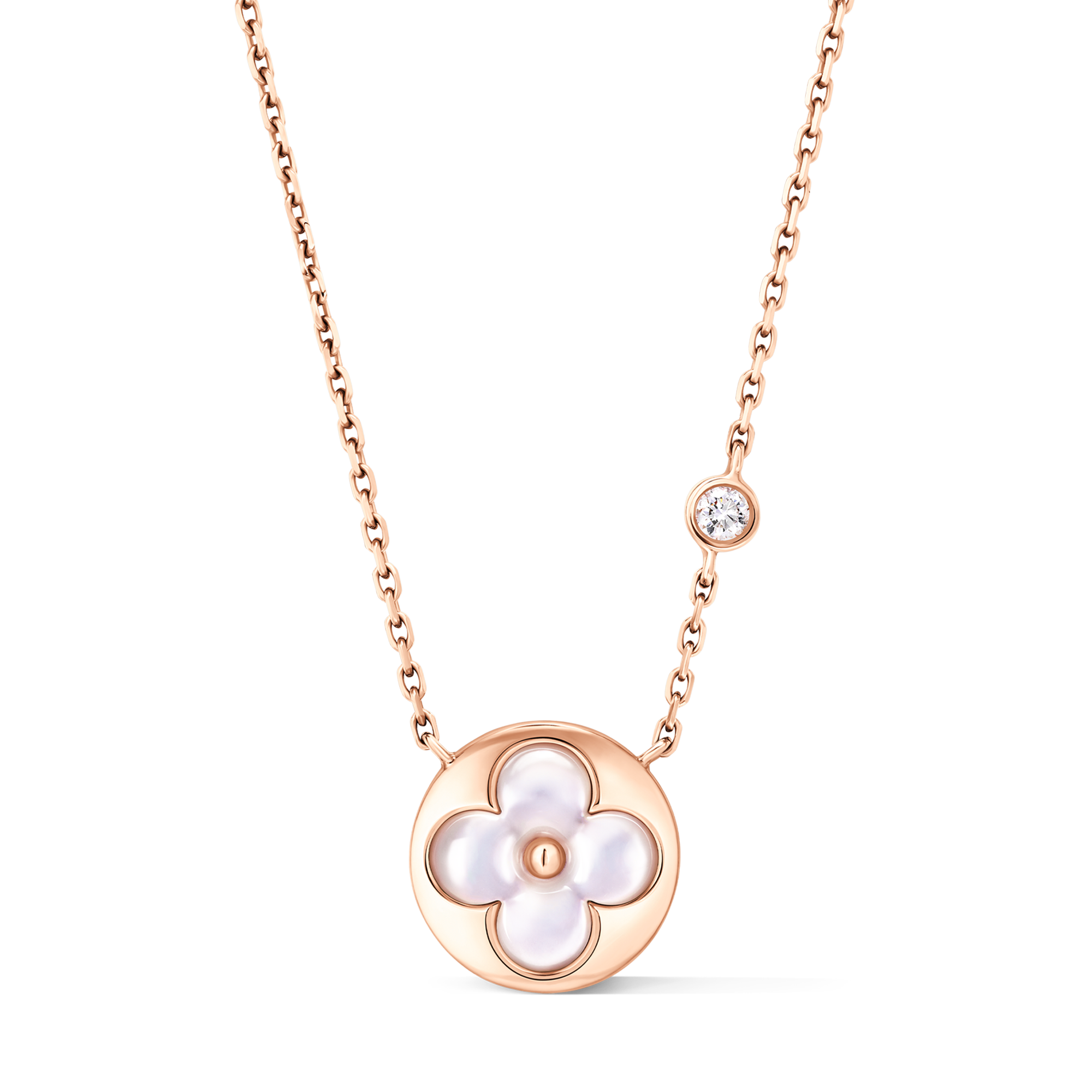 Color Blossom BB Sun Pendant, Pink Gold, White Mother-of-Pearl and Diamond  in Jewellery