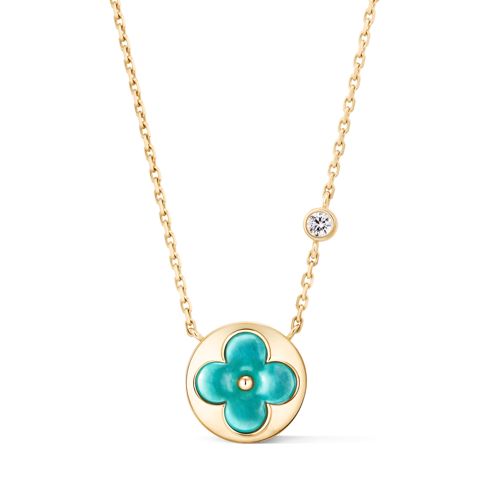 Color Blossom BB Sun Pendant, Yellow Gold, Amazonite and Diamond  in Jewellery
