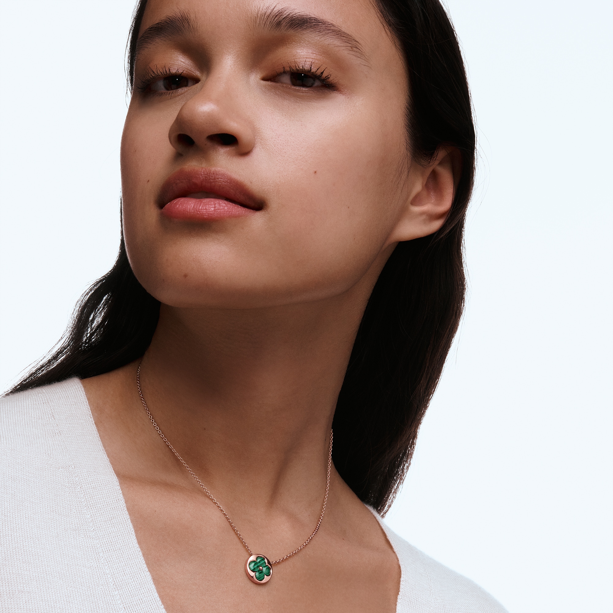 Color Blossom M Sun Pendant, Pink Gold and Malachite  in Jewellery