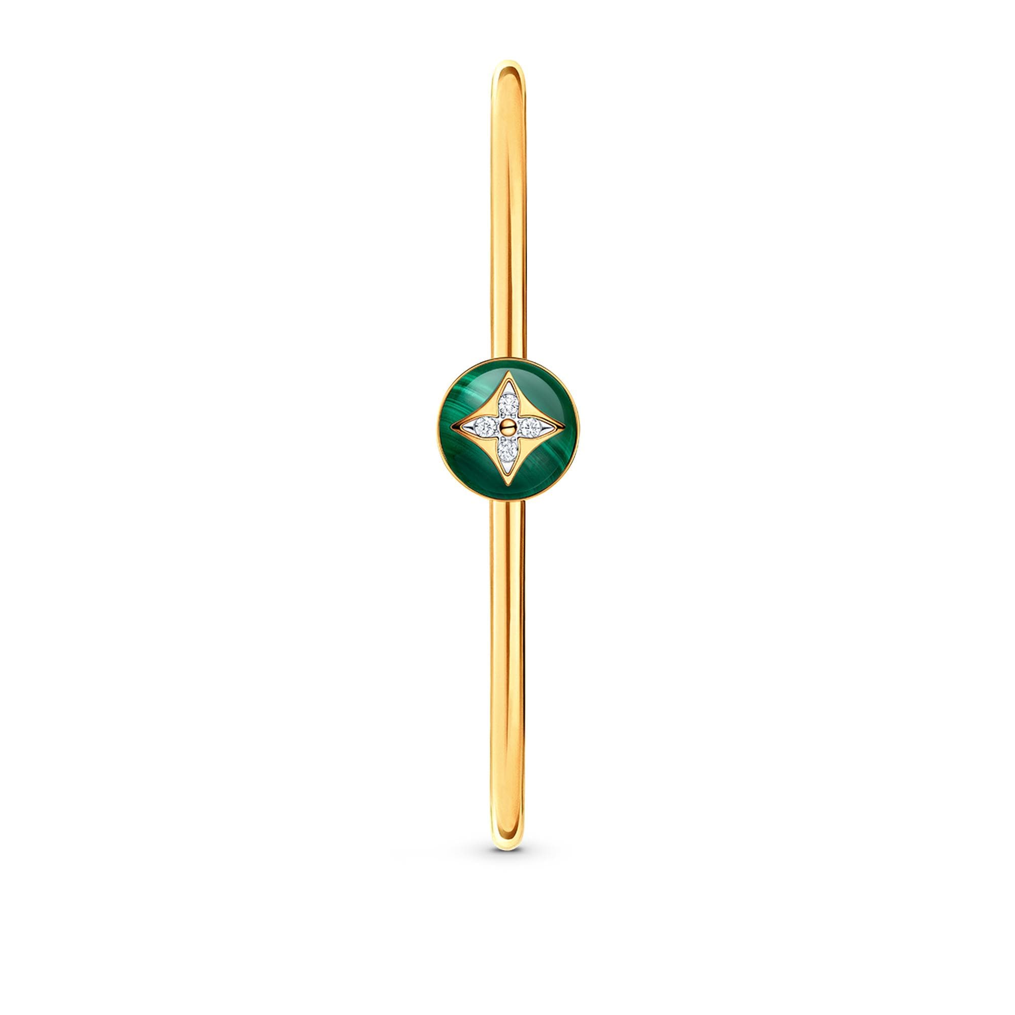 Color Blossom Open Bangle, Yellow Gold, White Gold, Malachite And Diamonds  in Men