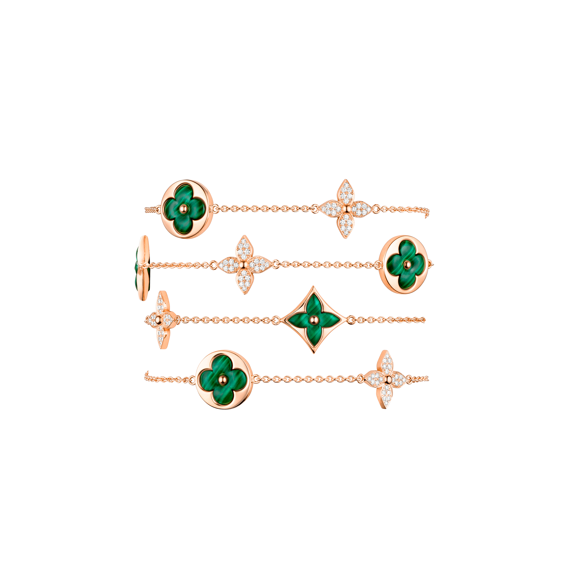 Colour Blossom 13 Motifs Sautoir, Pink Gold, Malachite And Diamonds  in Jewellery