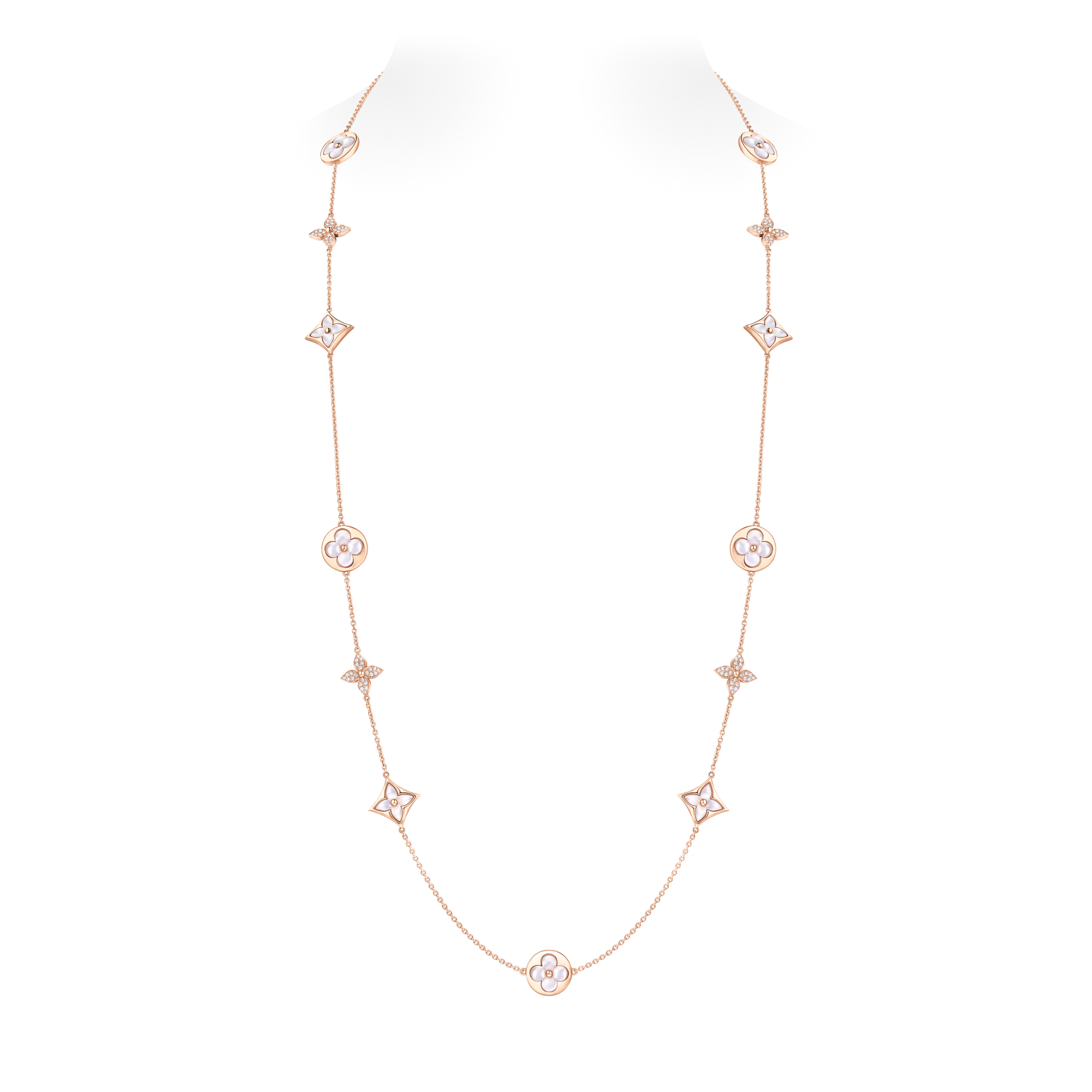 Colour Blossom 13 Motifs Sautoir, Pink Gold, Mother-of-pearll And Diamonds  in Jewellery
