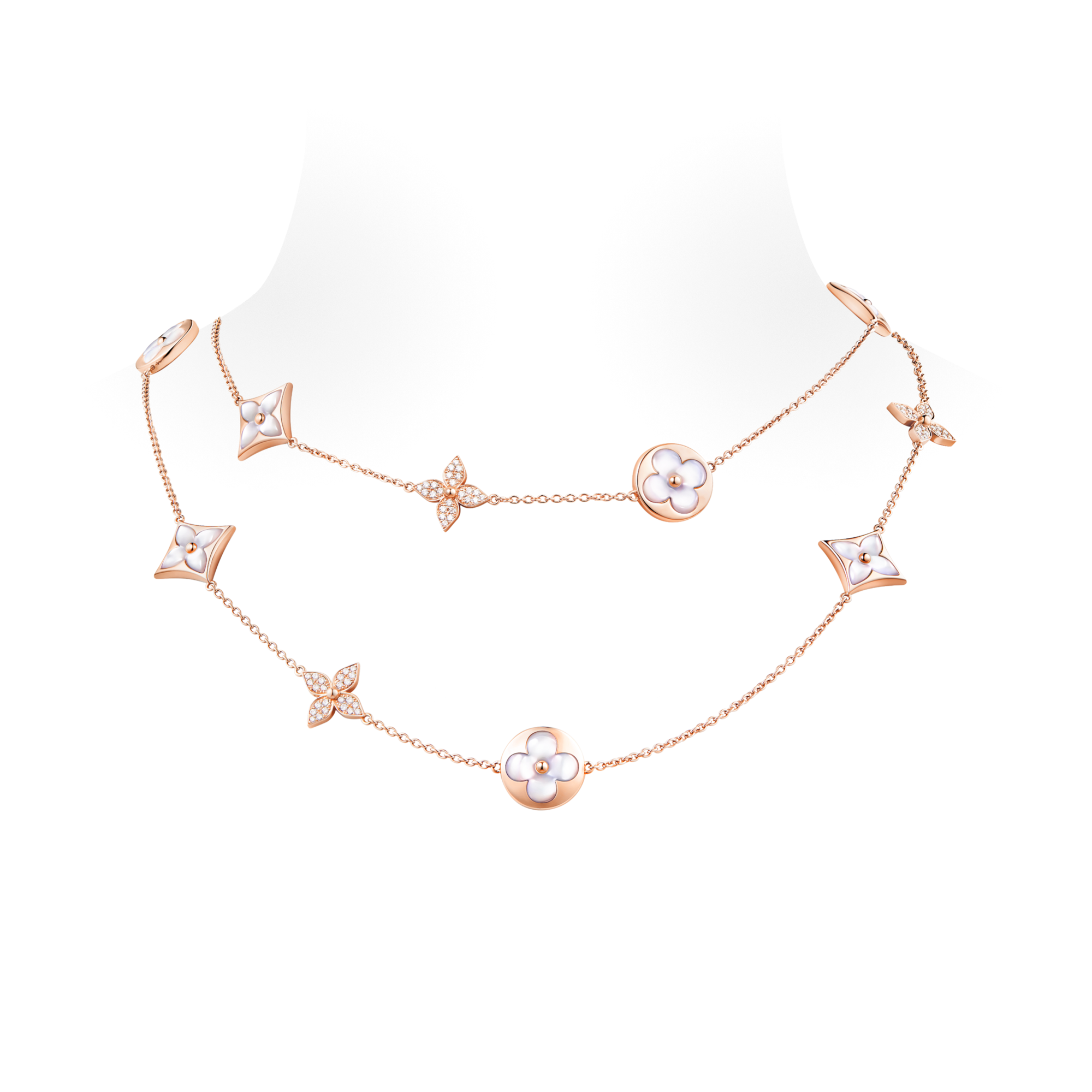 Colour Blossom 13 Motifs Sautoir, Pink Gold, Mother-of-pearll And Diamonds  in Jewellery