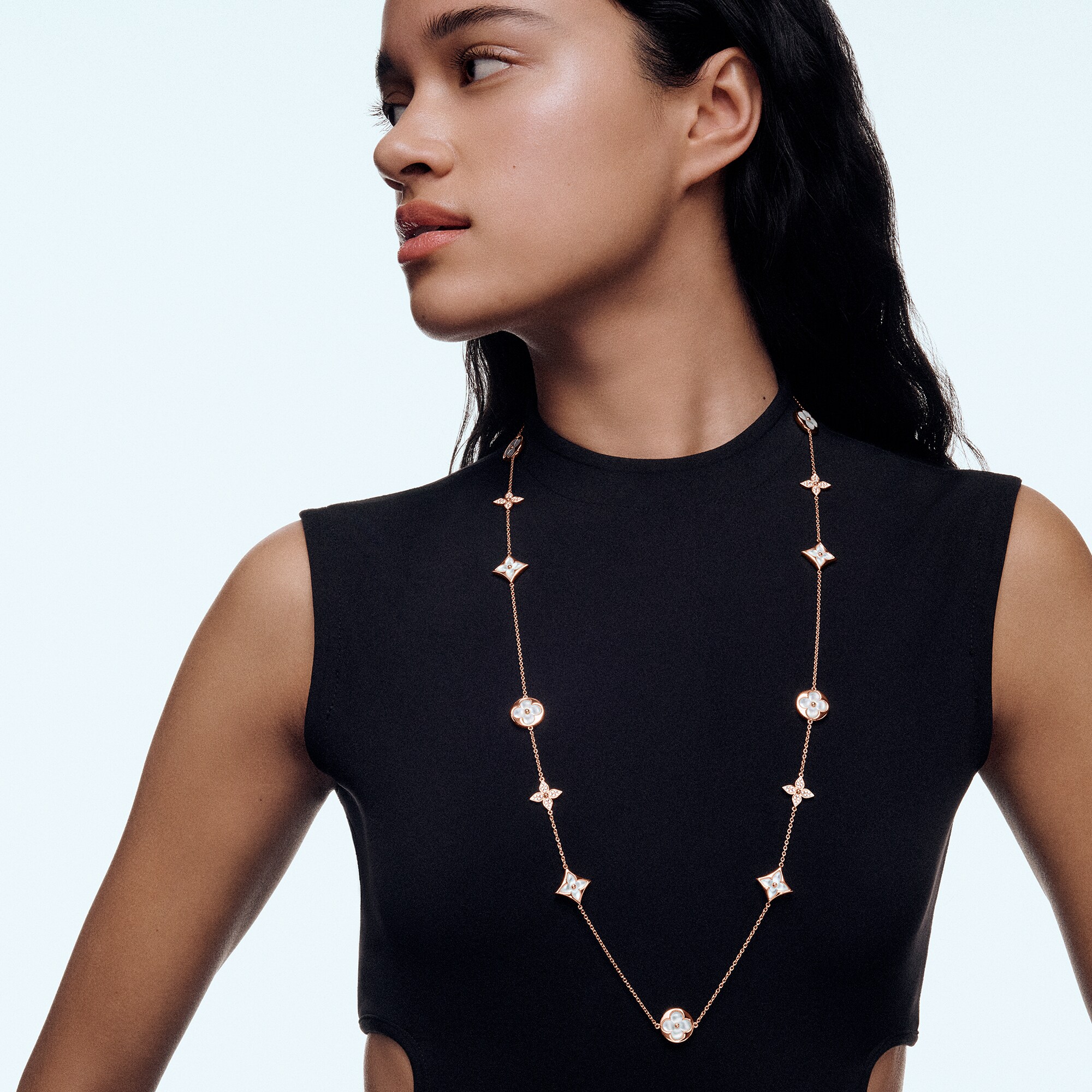 Colour Blossom 13 Motifs Sautoir, Pink Gold, Mother-of-pearll And Diamonds  in Jewellery