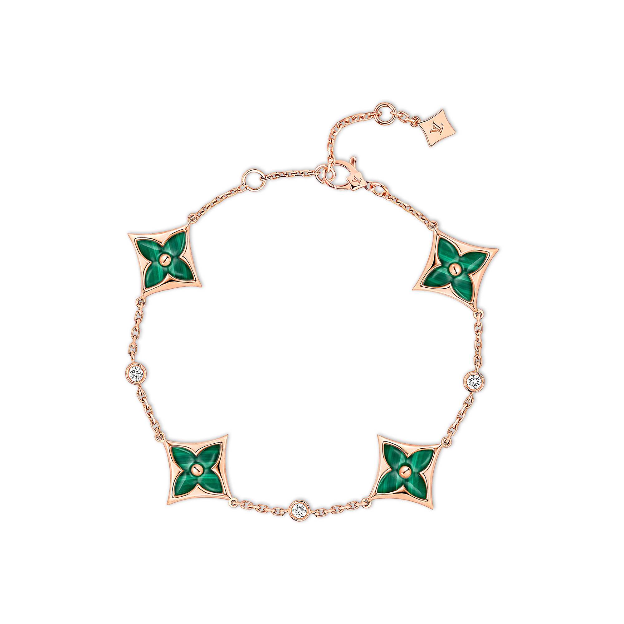 Colour Blossom BB Multi-Motifs Bracelet, Pink Gold, Malachite And Diamonds  in Jewellery
