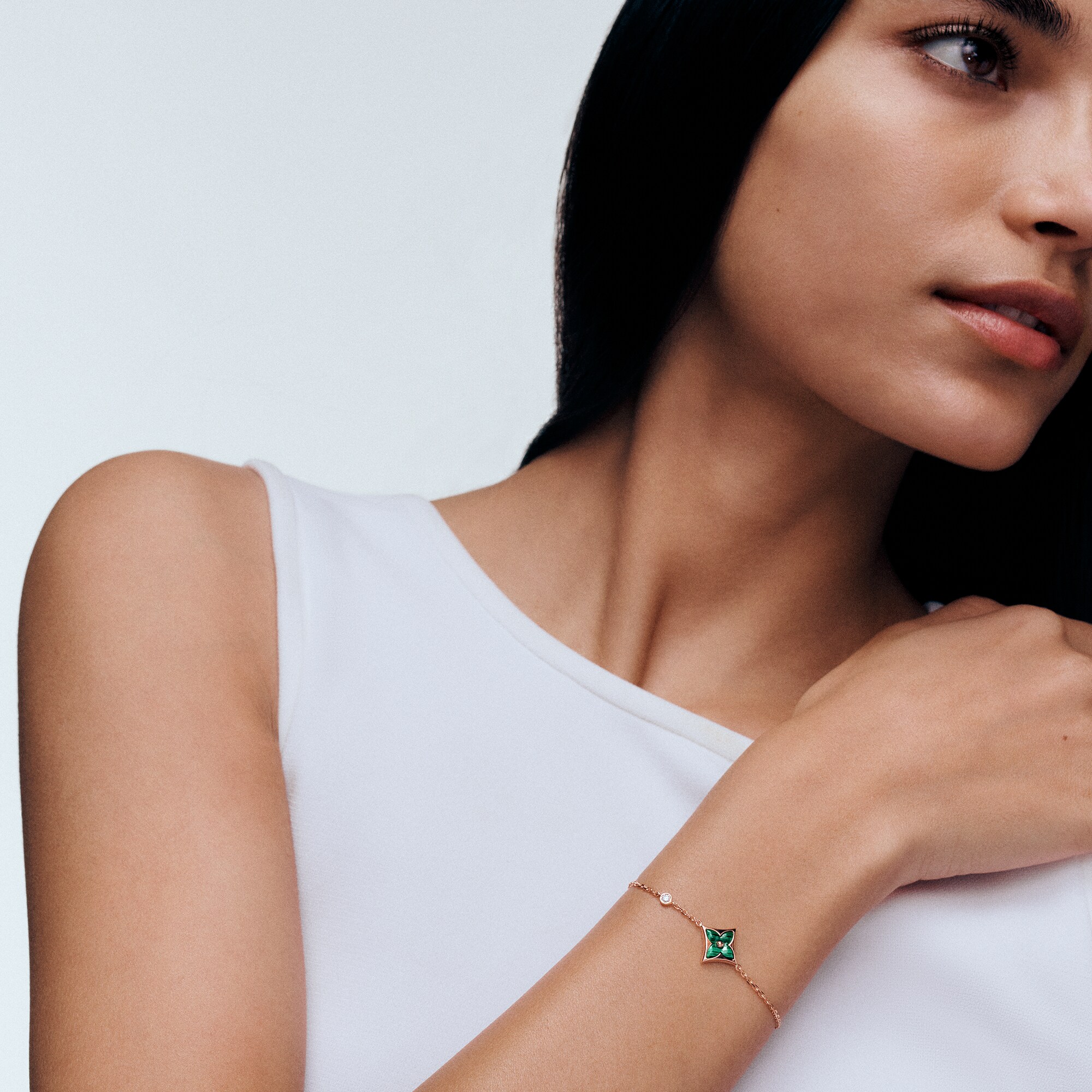 Colour Blossom BB Star Bracelet, Pink Gold, Malachite And Diamond  in Jewellery