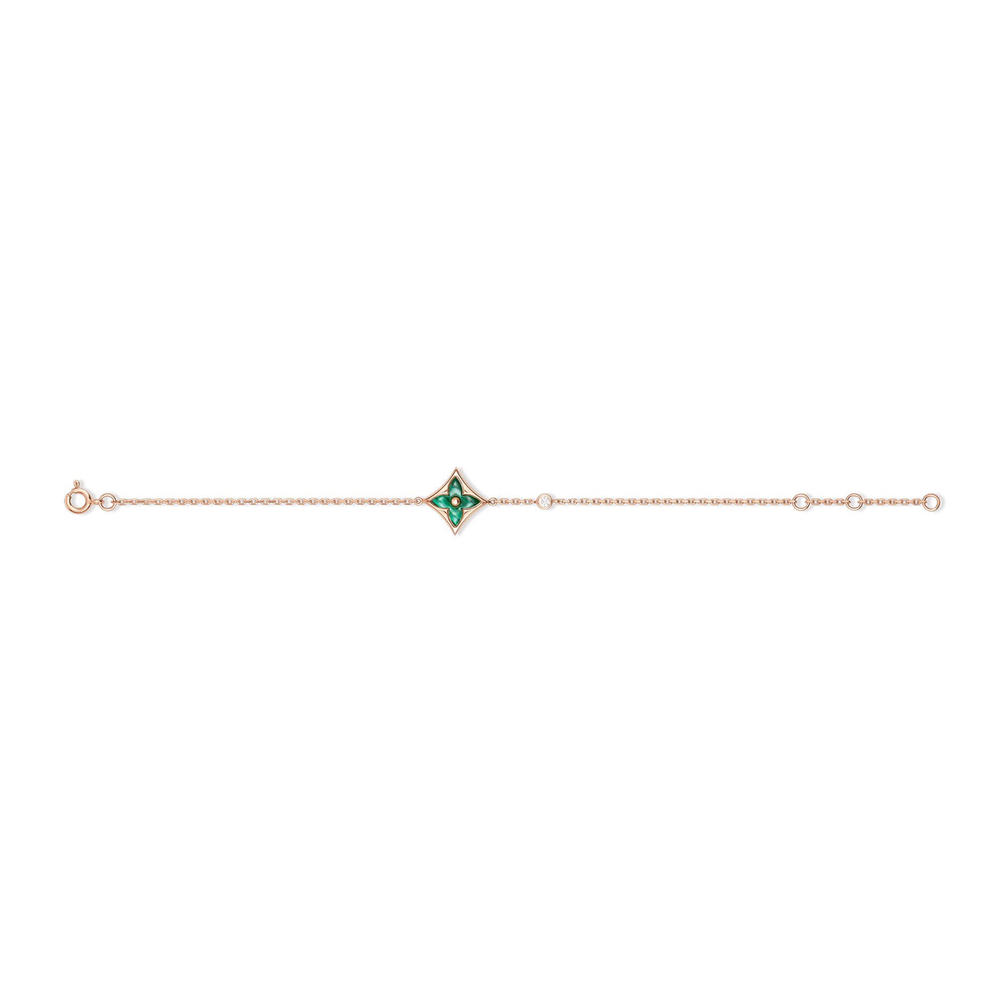 Colour Blossom BB Star Bracelet, Pink Gold, Malachite And Diamond  in Jewellery