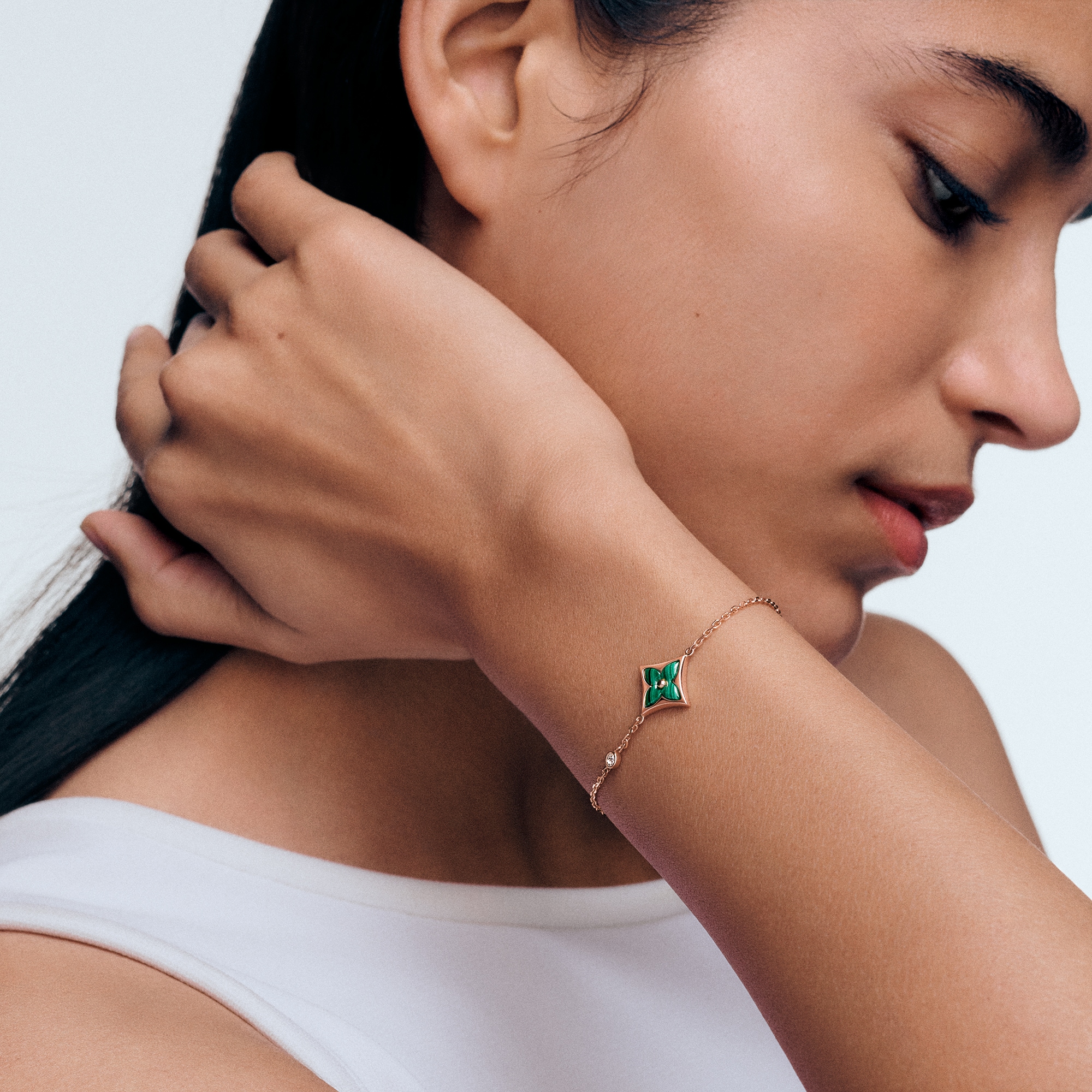 Colour Blossom BB Star Bracelet, Pink Gold, Malachite And Diamond  in Jewellery