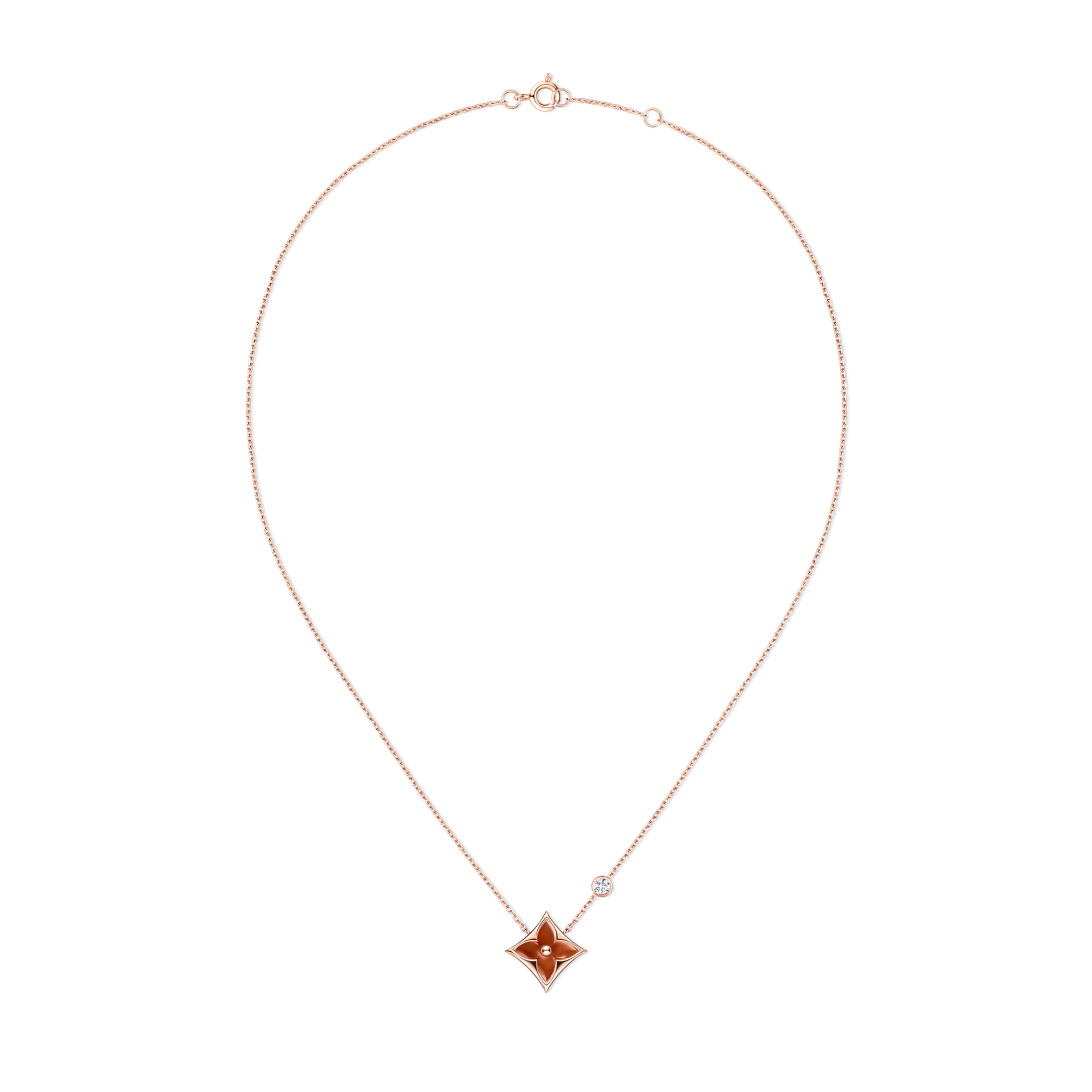 Colour Blossom BB Star Pendant, Pink Gold, Cornelian And Diamond  in Jewellery