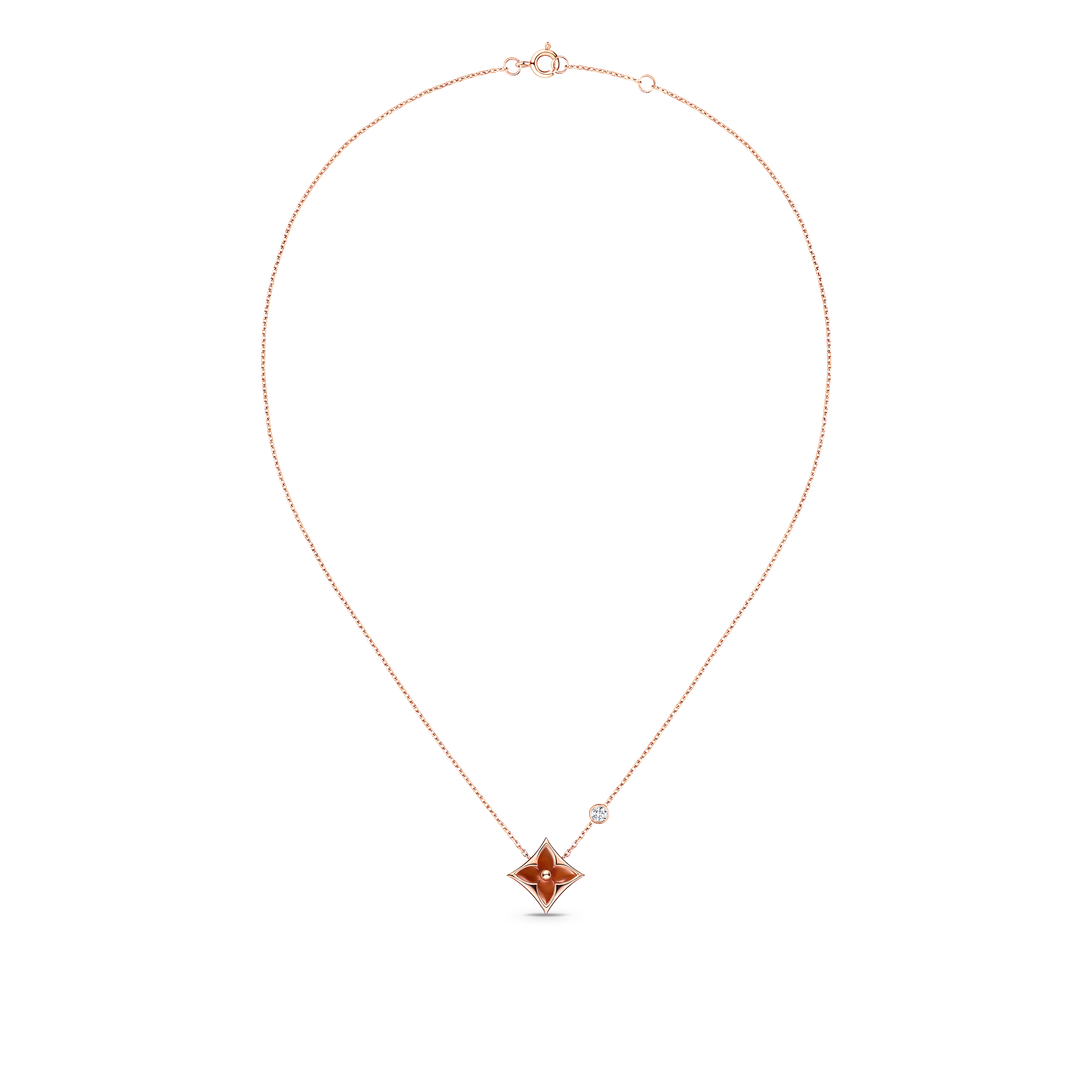 Colour Blossom BB Star Pendant, Pink Gold, Cornelian And Diamond  in Jewellery