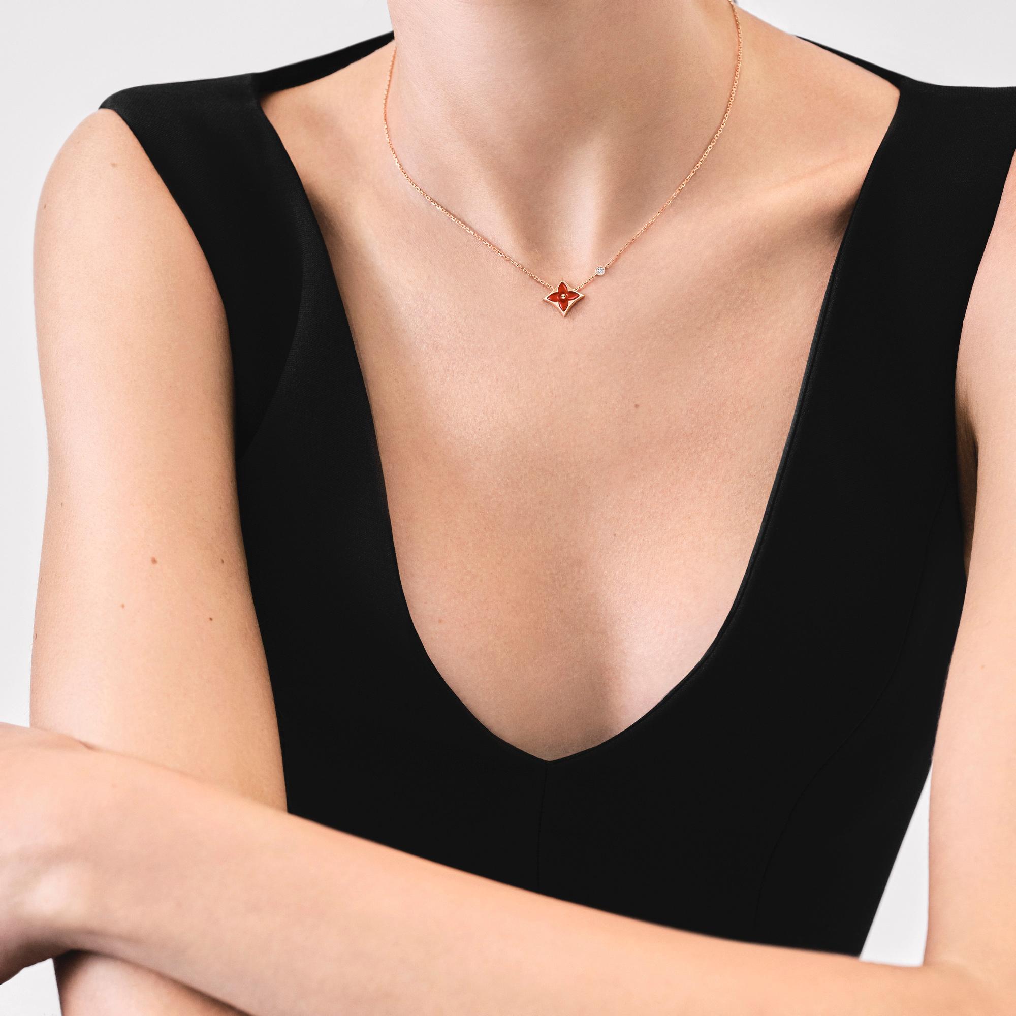 Colour Blossom BB Star Pendant, Pink Gold, Cornelian And Diamond  in Jewellery