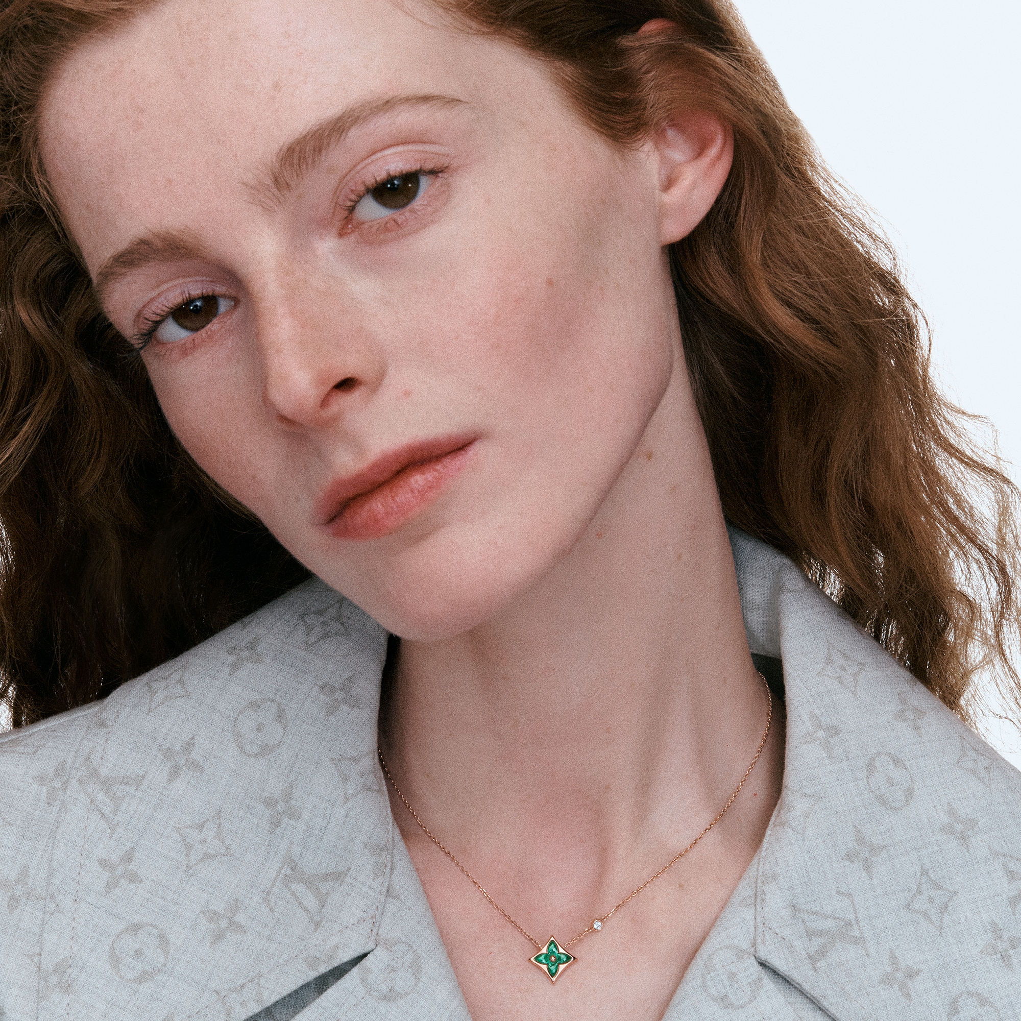 Colour Blossom BB Star Pendant, Pink Gold, Malachite And Diamond  in Jewellery
