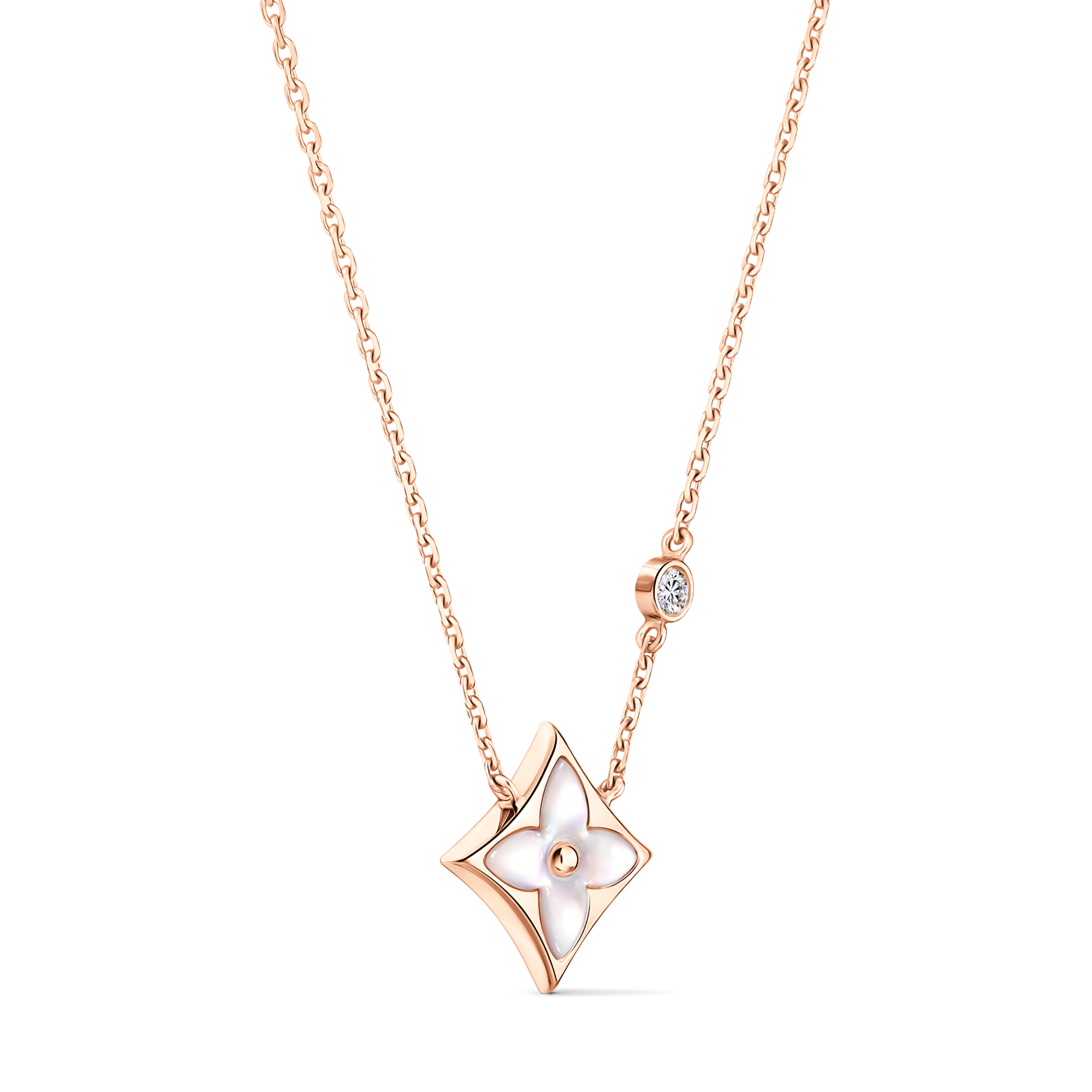 Colour Blossom BB Star Pendant, Pink Gold, White Mother-Of-Pearl And Diamond  in Jewellery