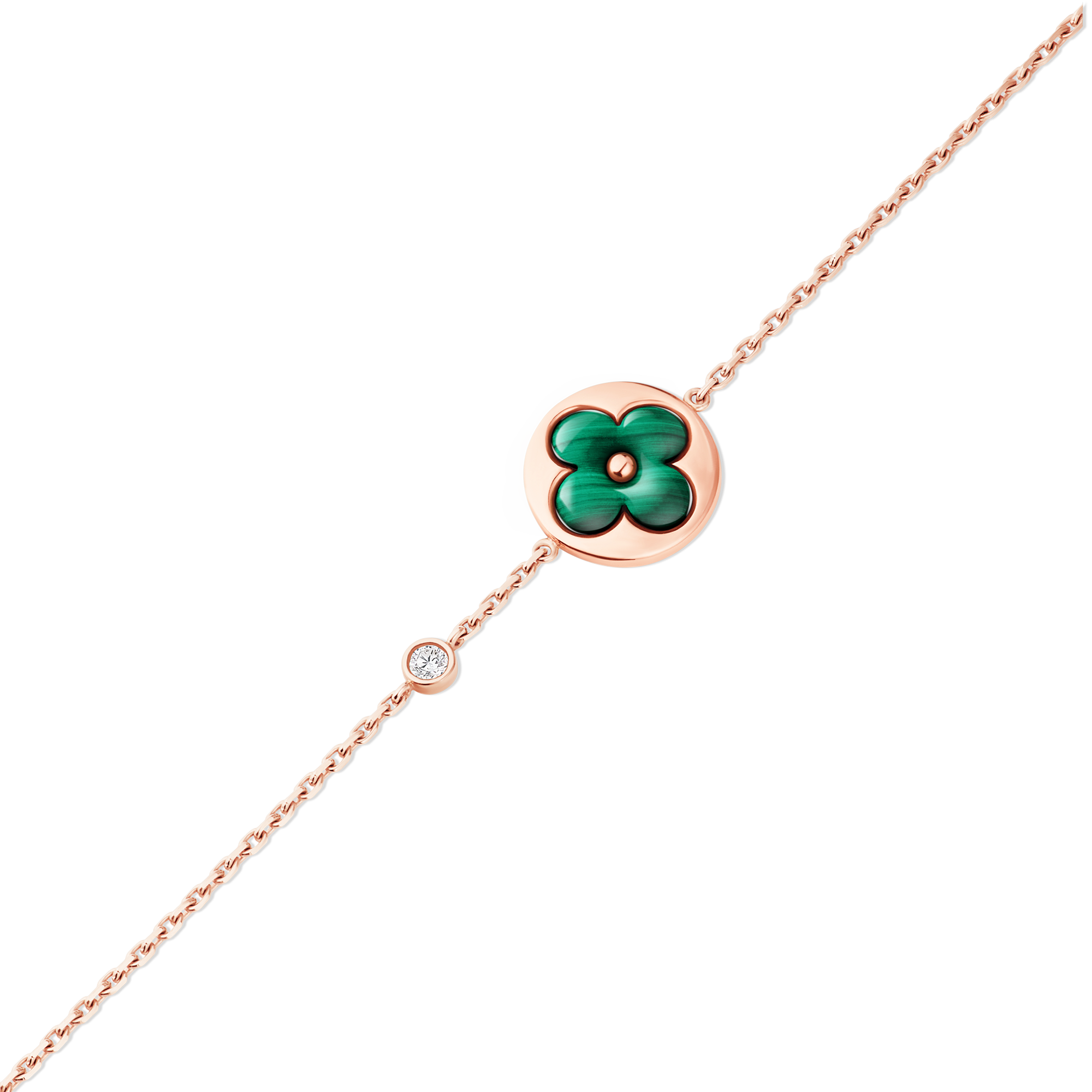 Colour Blossom BB Sun Bracelet, Pink Gold, Malachite And Diamond  in Jewellery