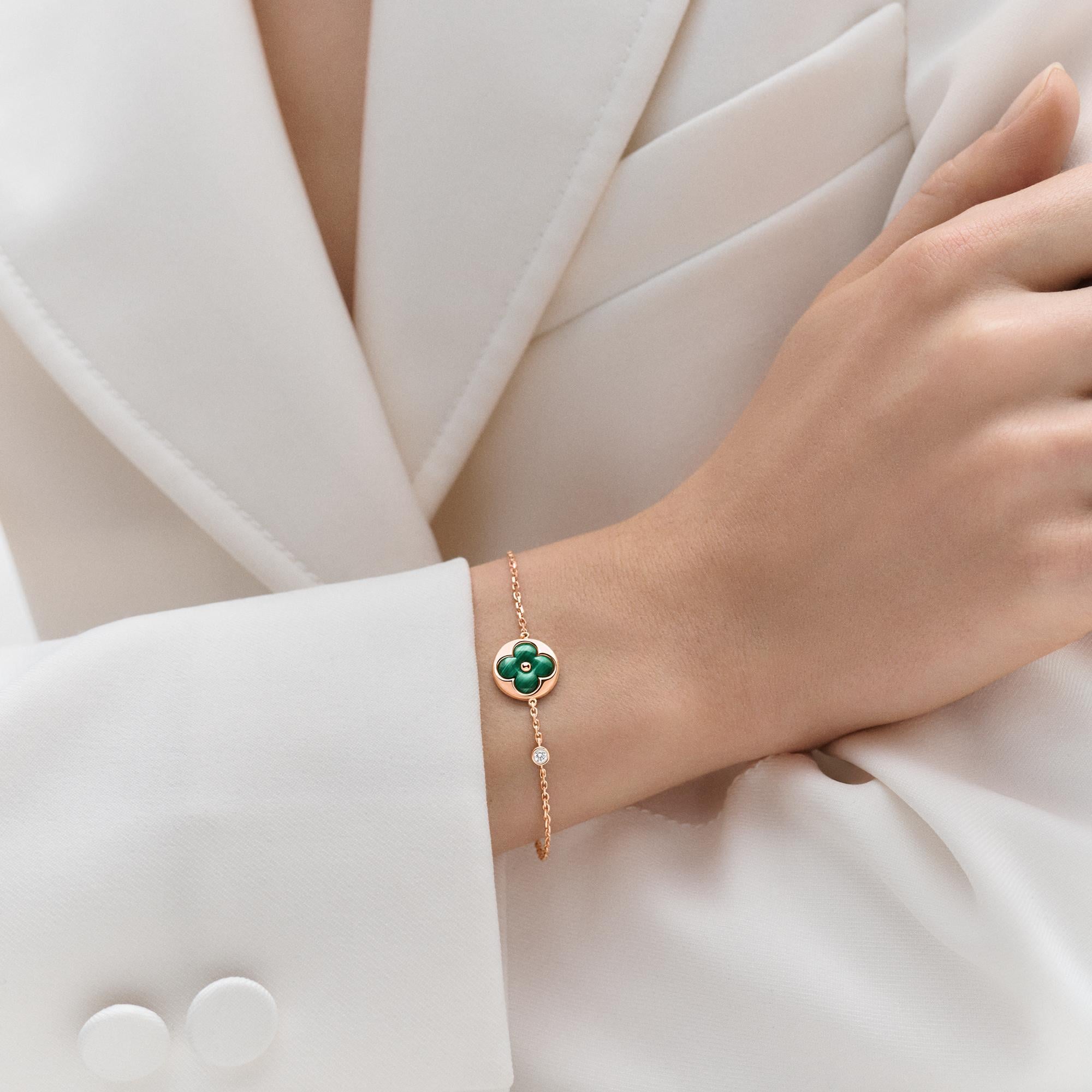 Colour Blossom BB Sun Bracelet, Pink Gold, Malachite And Diamond  in Jewellery