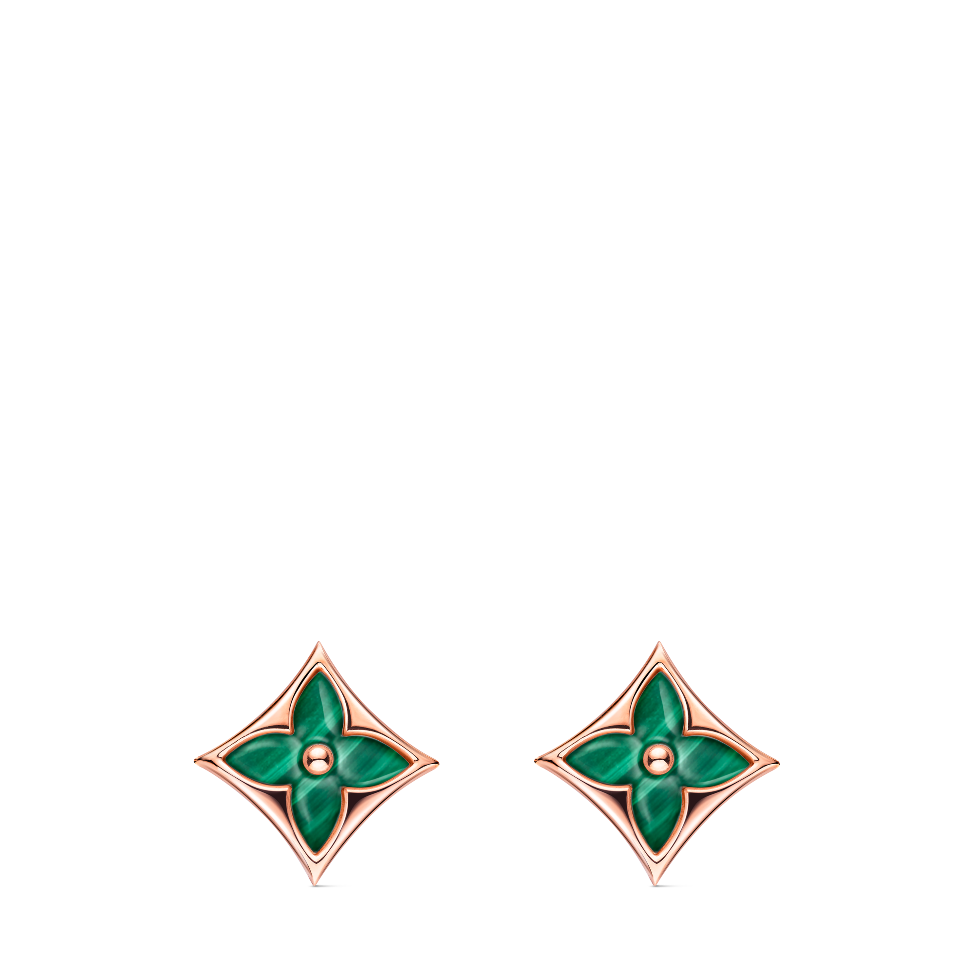 Colour Blossom Bb Sun Ear Stud, Pink Gold and Malachite - PER UNIT  in Jewellery