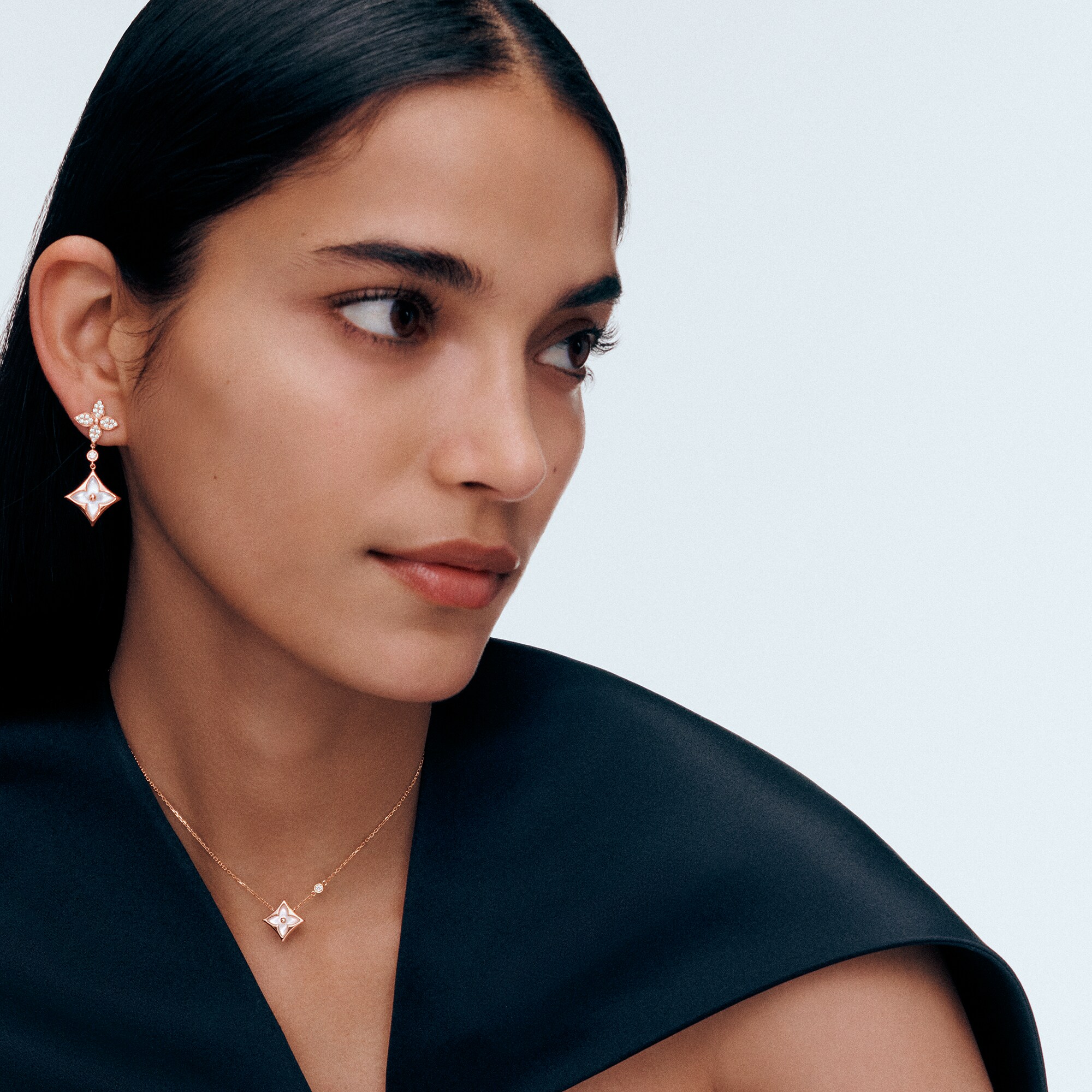 Colour Blossom Double Star Long Earrings  in Jewellery