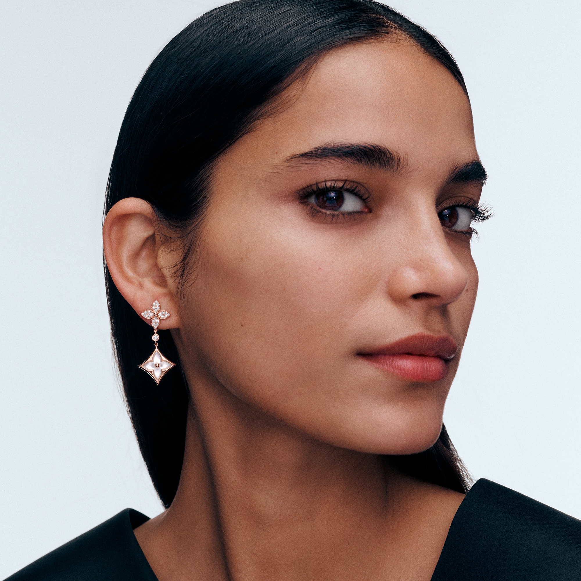 Colour Blossom Double Star Long Earrings  in Jewellery