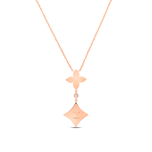 Colour Blossom Double Star Pendant, Pink Gold, White Mother-Of-Pearl And Diamonds in Jewellery's Categories Necklaces and Pendants collections by Louis Vuitton (Product zoom)