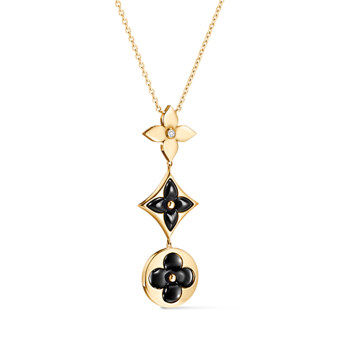 Colour Blossom Lariat Necklace, Yellow Gold, Onyx And Diamond in Jewellery's Categories Necklaces and Pendants collections by Louis Vuitton (Product zoom)