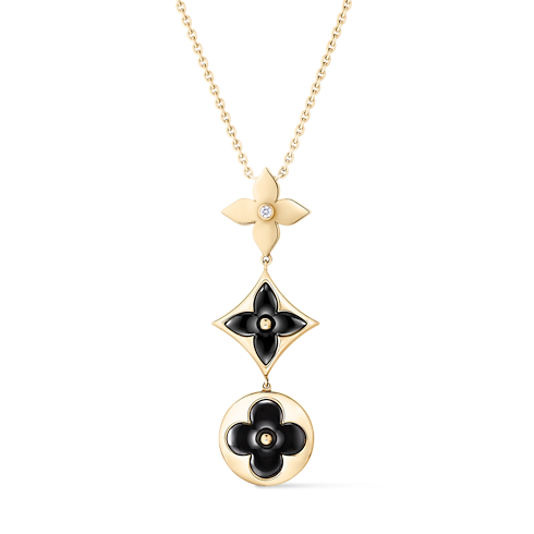 Colour Blossom Lariat Necklace, Yellow Gold, Onyx And Diamond in Jewellery's Categories Necklaces and Pendants collections by Louis Vuitton (Product zoom)