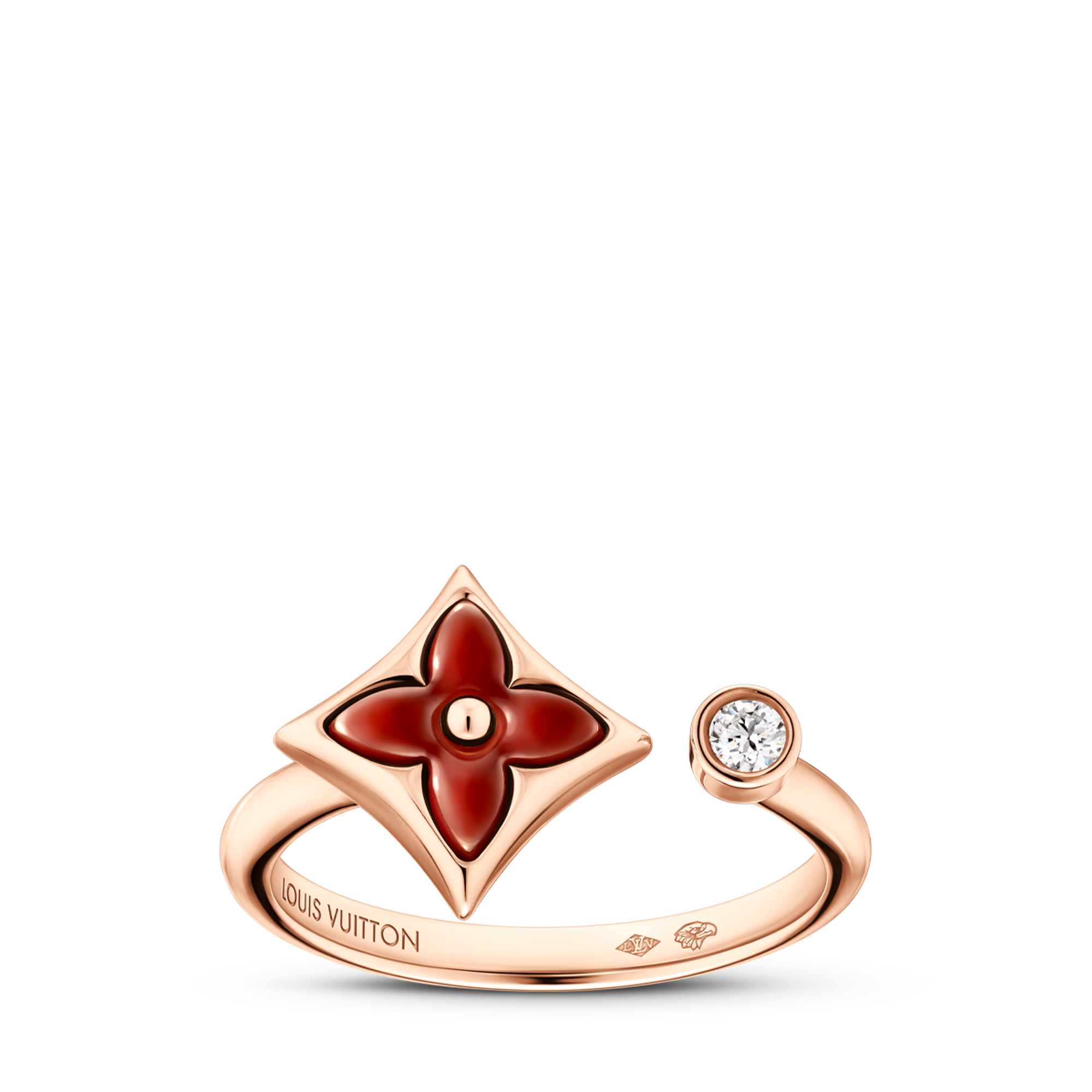 Colour Blossom Mini Star Ring, Pink Gold, Cornelian and Diamond  in Jewellery