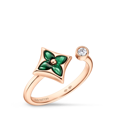 Colour Blossom Mini Star Ring, Pink Gold, Malachite And Diamond in Jewellery's Categories All Fine Jewellery collections by Louis Vuitton (Product zoom)