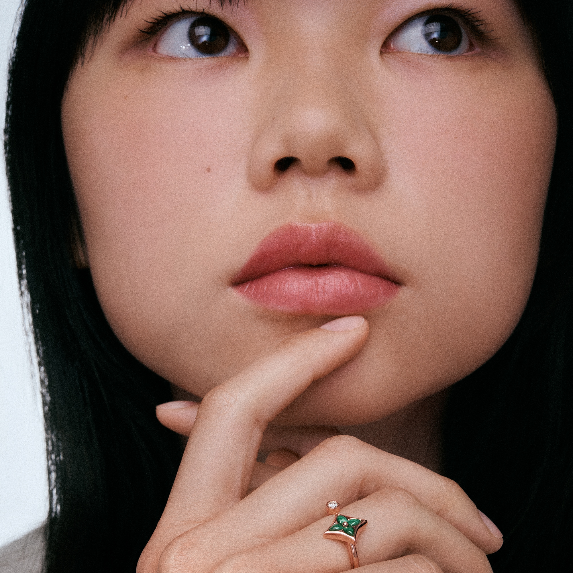 Colour Blossom Mini Star Ring, Pink Gold, Malachite And Diamond  in Jewellery