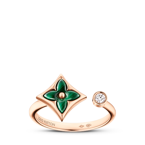 Colour Blossom Mini Star Ring, Pink Gold, Malachite And Diamond in Jewellery's Categories All Fine Jewellery collections by Louis Vuitton (Product zoom)