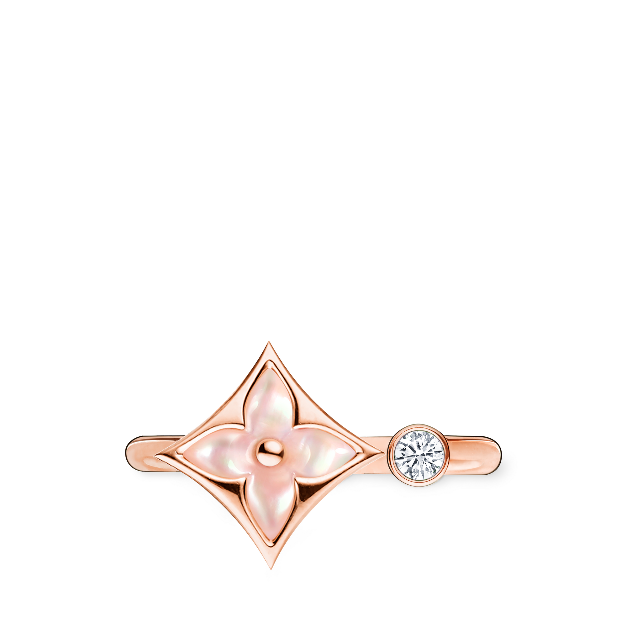Colour Blossom Mini Star Ring, Pink Gold, Pink Mother-Of-Pearl And Diamond  in Jewellery