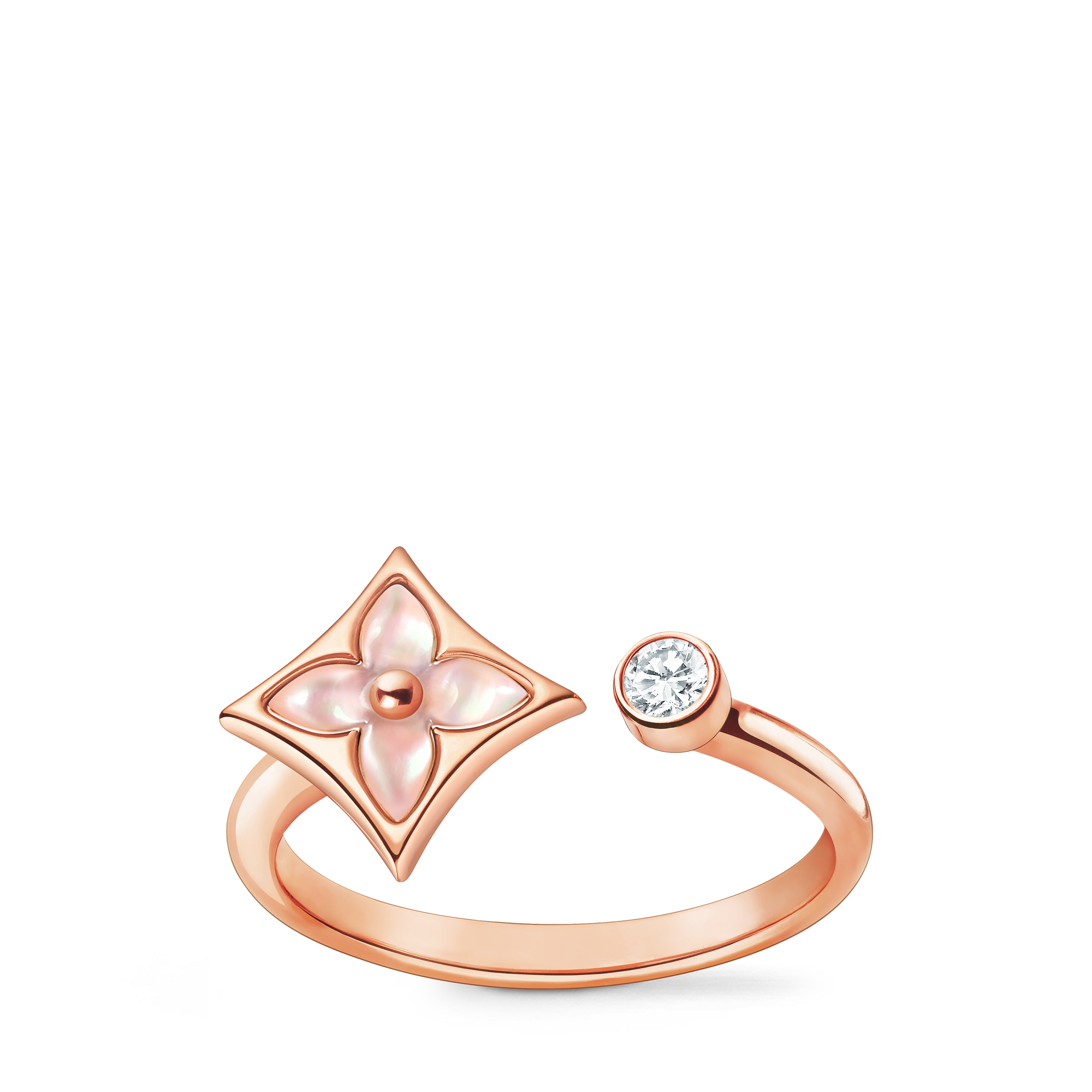Colour Blossom Mini Star Ring, Pink Gold, Pink Mother-Of-Pearl And Diamond  in Jewellery