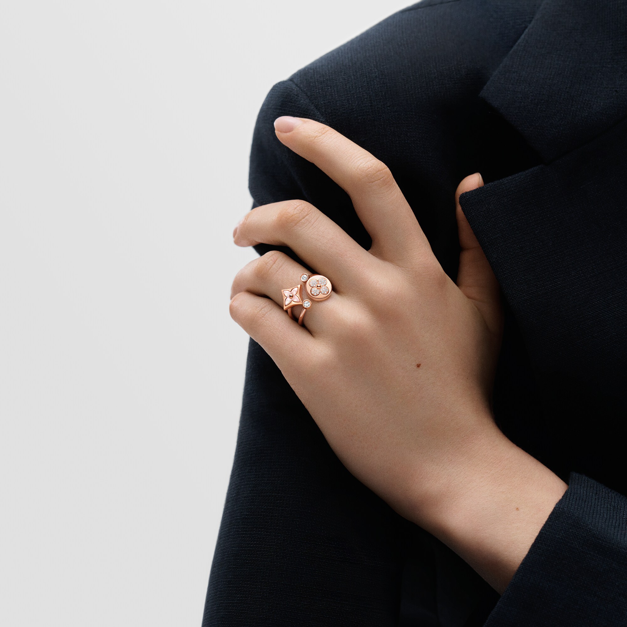 Colour Blossom Mini Star Ring, Pink Gold, Pink Mother-Of-Pearl And Diamond  in Jewellery