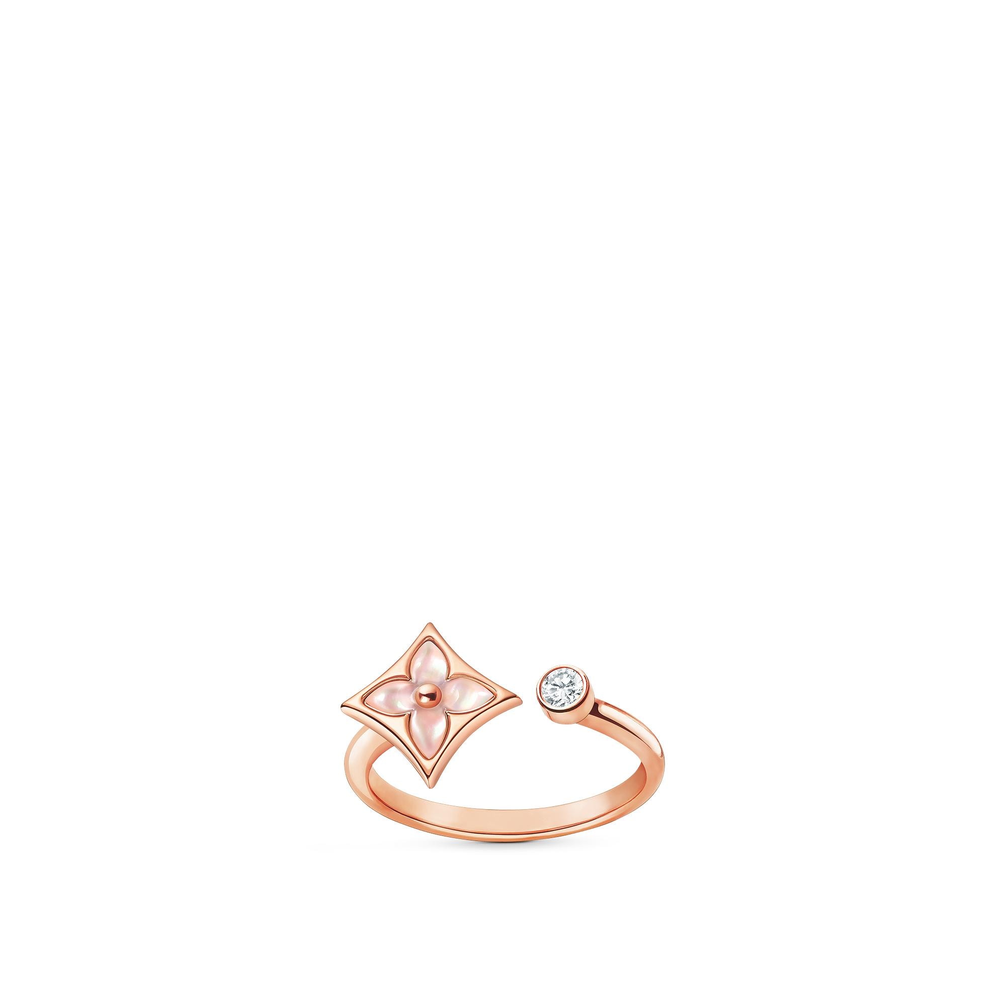 Colour Blossom Mini Star Ring, Pink Gold, Pink Mother-Of-Pearl And Diamond  in Jewellery
