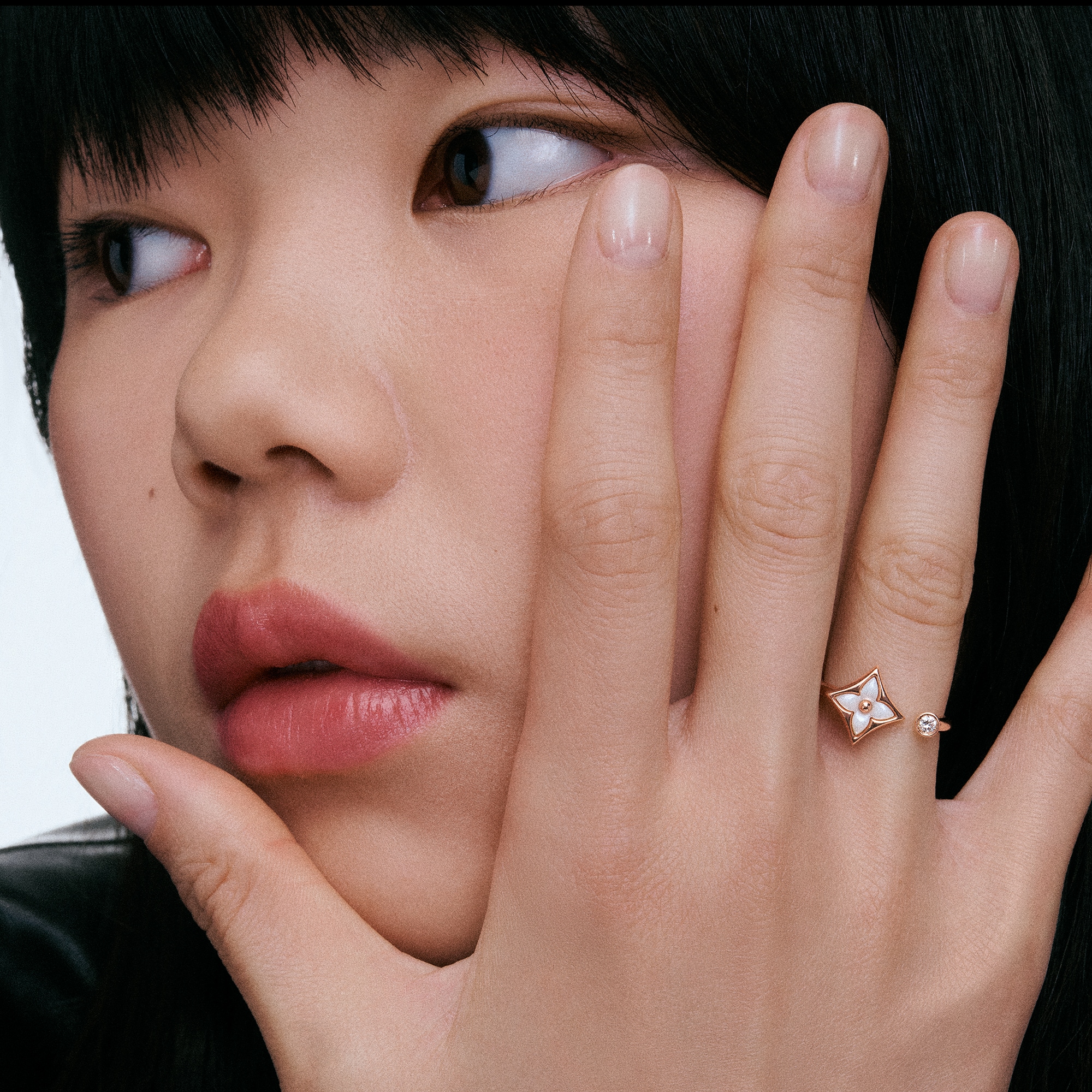 Colour Blossom Mini Star Ring, Pink Gold, White Mother-Of-Pearl And Diamond  in Jewellery