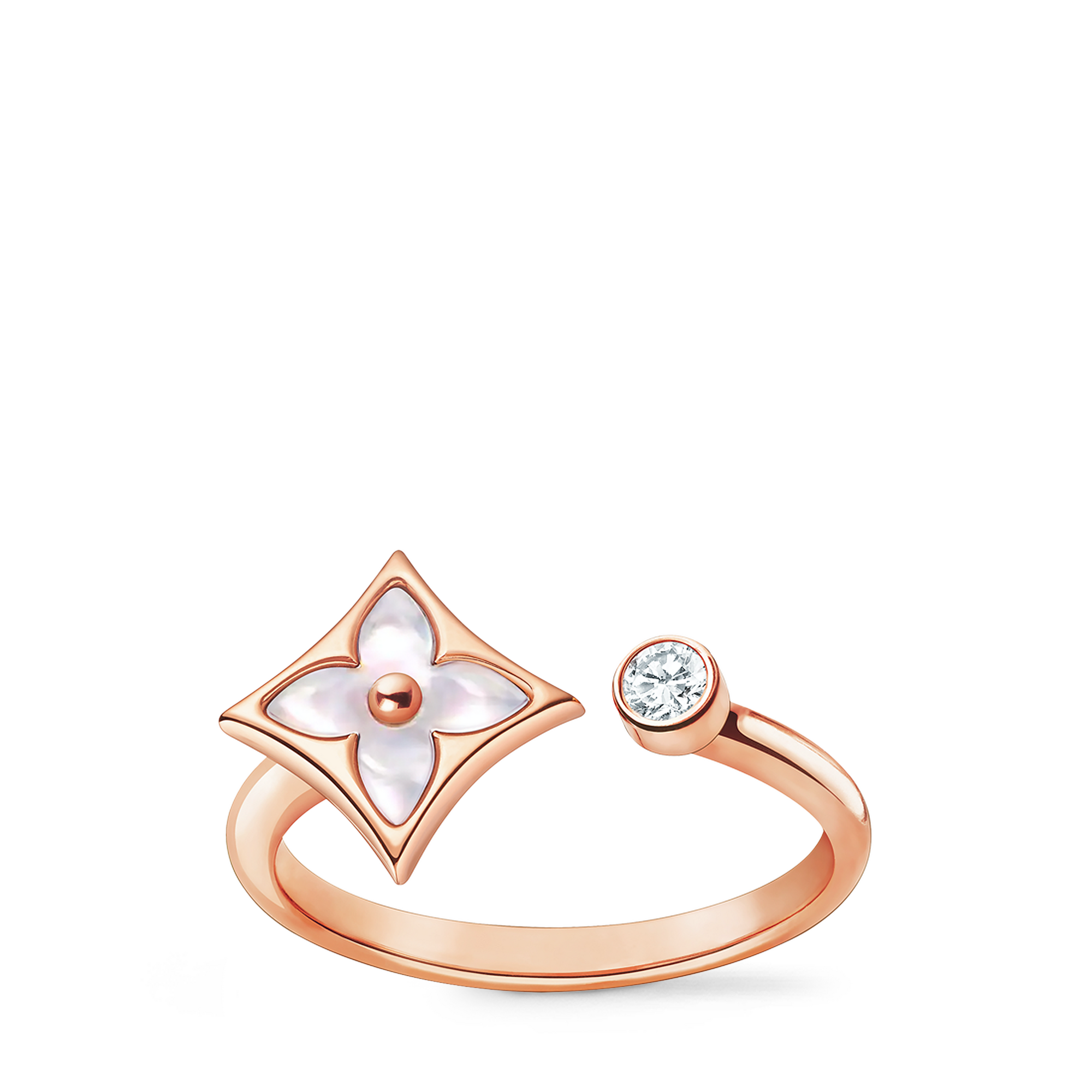 Colour Blossom Mini Star Ring, Pink Gold, White Mother-Of-Pearl And Diamond  in Jewellery